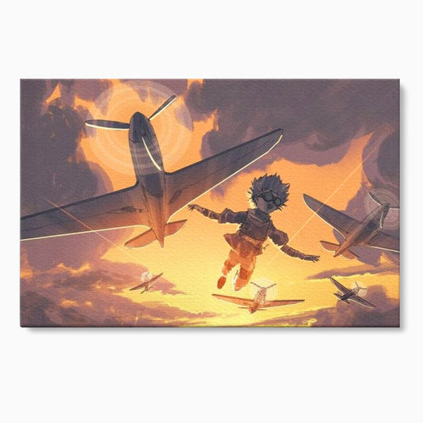 Tablou Canvas Premium, LuxCanva® K1019, Micul Aviator, Zbor, Vise, Nori, Cer, Copil, Escadrila, Soare, Stele, Avioane, Aventura, Curaj, Erou, Aerian, Cinematic, Aviatie, Camera Copii