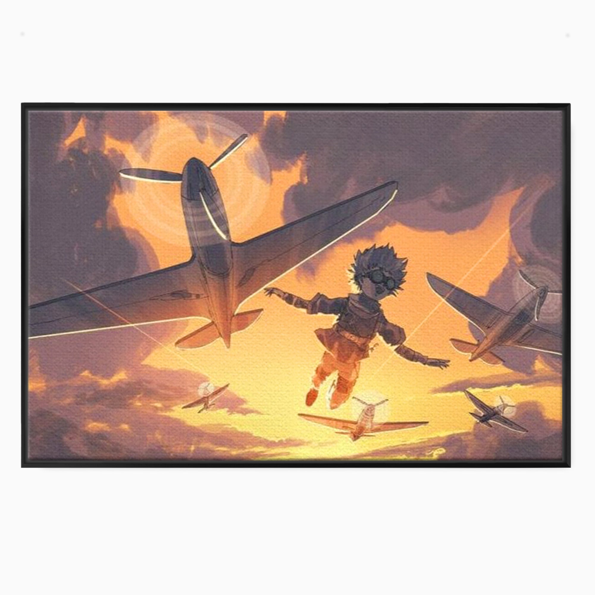 Tablou Canvas Premium, LuxCanva® K1019, Micul Aviator, Zbor, Vise, Nori, Cer, Copil, Escadrila, Soare, Stele, Avioane, Aventura, Curaj, Erou, Aerian, Cinematic, Aviatie, Camera Copii