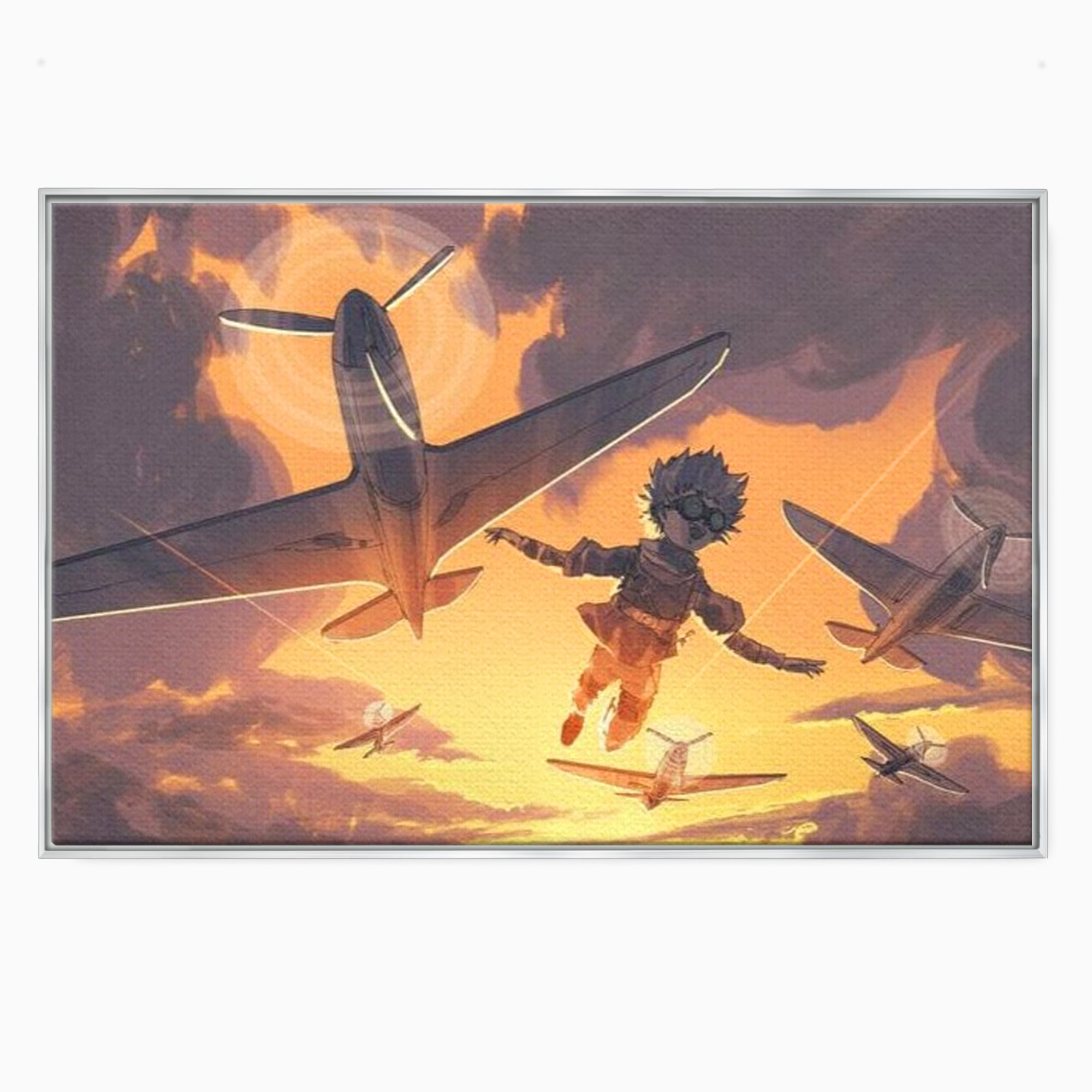 Tablou Canvas Premium, LuxCanva® K1019, Micul Aviator, Zbor, Vise, Nori, Cer, Copil, Escadrila, Soare, Stele, Avioane, Aventura, Curaj, Erou, Aerian, Cinematic, Aviatie, Camera Copii