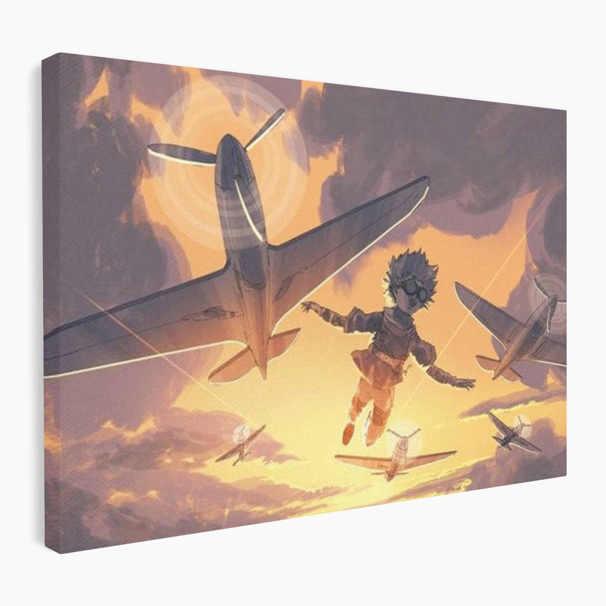 Tablou Canvas Premium, LuxCanva® K1019, Micul Aviator, Zbor, Vise, Nori, Cer, Copil, Escadrila, Soare, Stele, Avioane, Aventura, Curaj, Erou, Aerian, Cinematic, Aviatie, Camera Copii