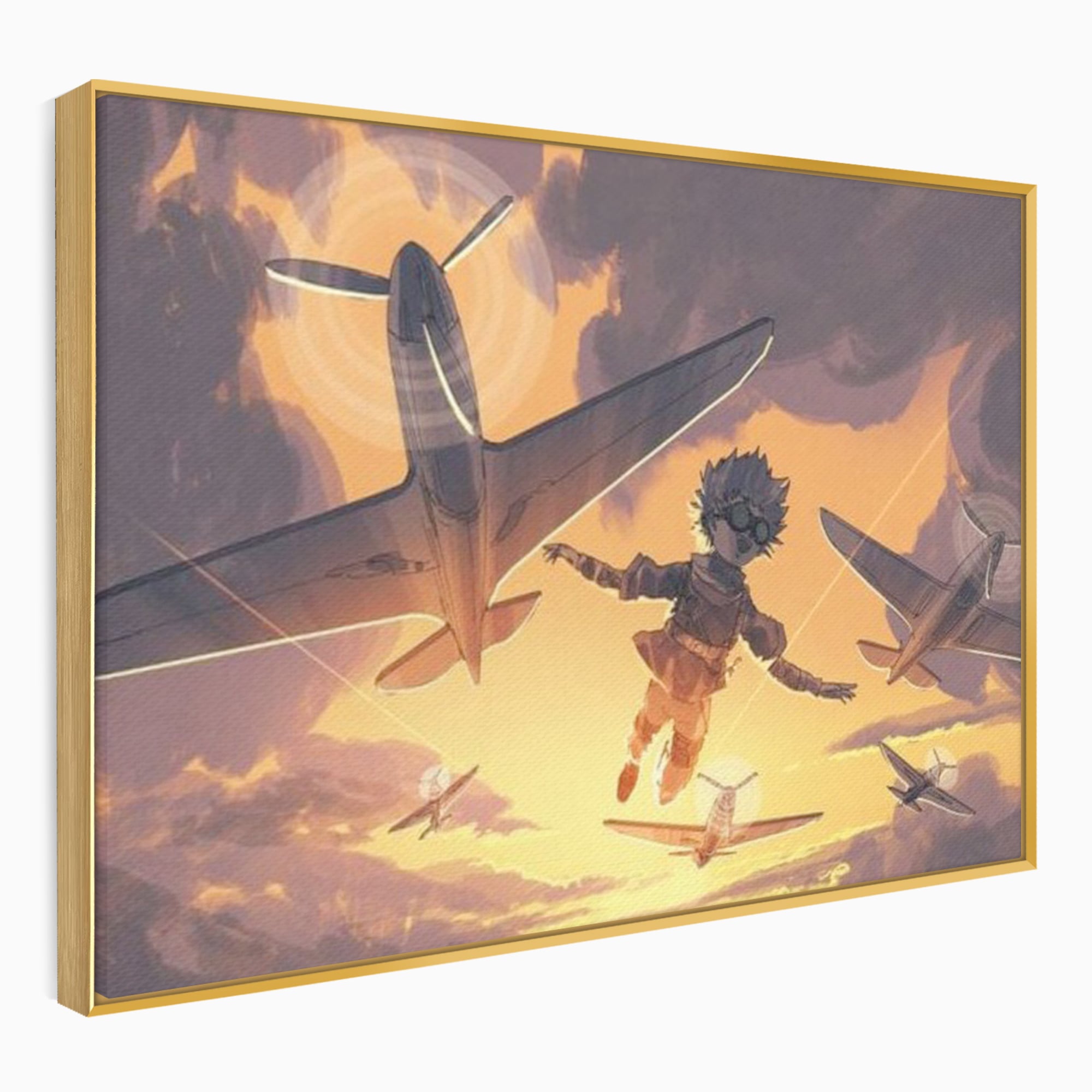 Tablou Canvas Premium, LuxCanva® K1019, Micul Aviator, Zbor, Vise, Nori, Cer, Copil, Escadrila, Soare, Stele, Avioane, Aventura, Curaj, Erou, Aerian, Cinematic, Aviatie, Camera Copii