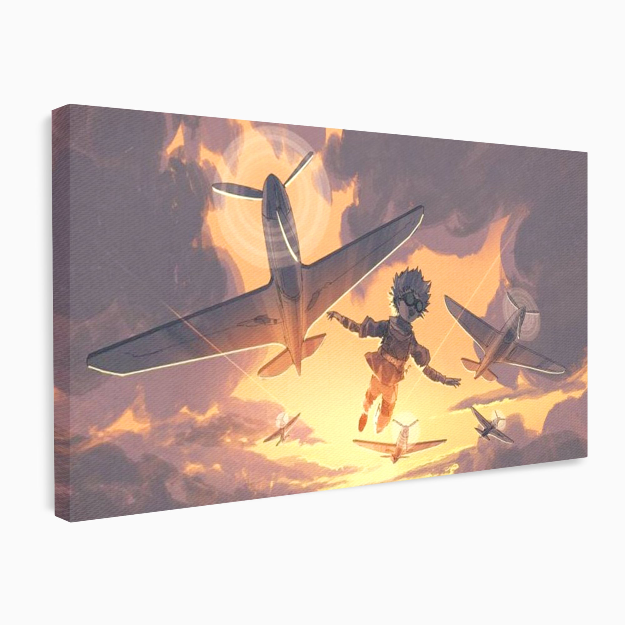 Tablou Canvas Premium, LuxCanva® K1019, Micul Aviator, Zbor, Vise, Nori, Cer, Copil, Escadrila, Soare, Stele, Avioane, Aventura, Curaj, Erou, Aerian, Cinematic, Aviatie, Camera Copii