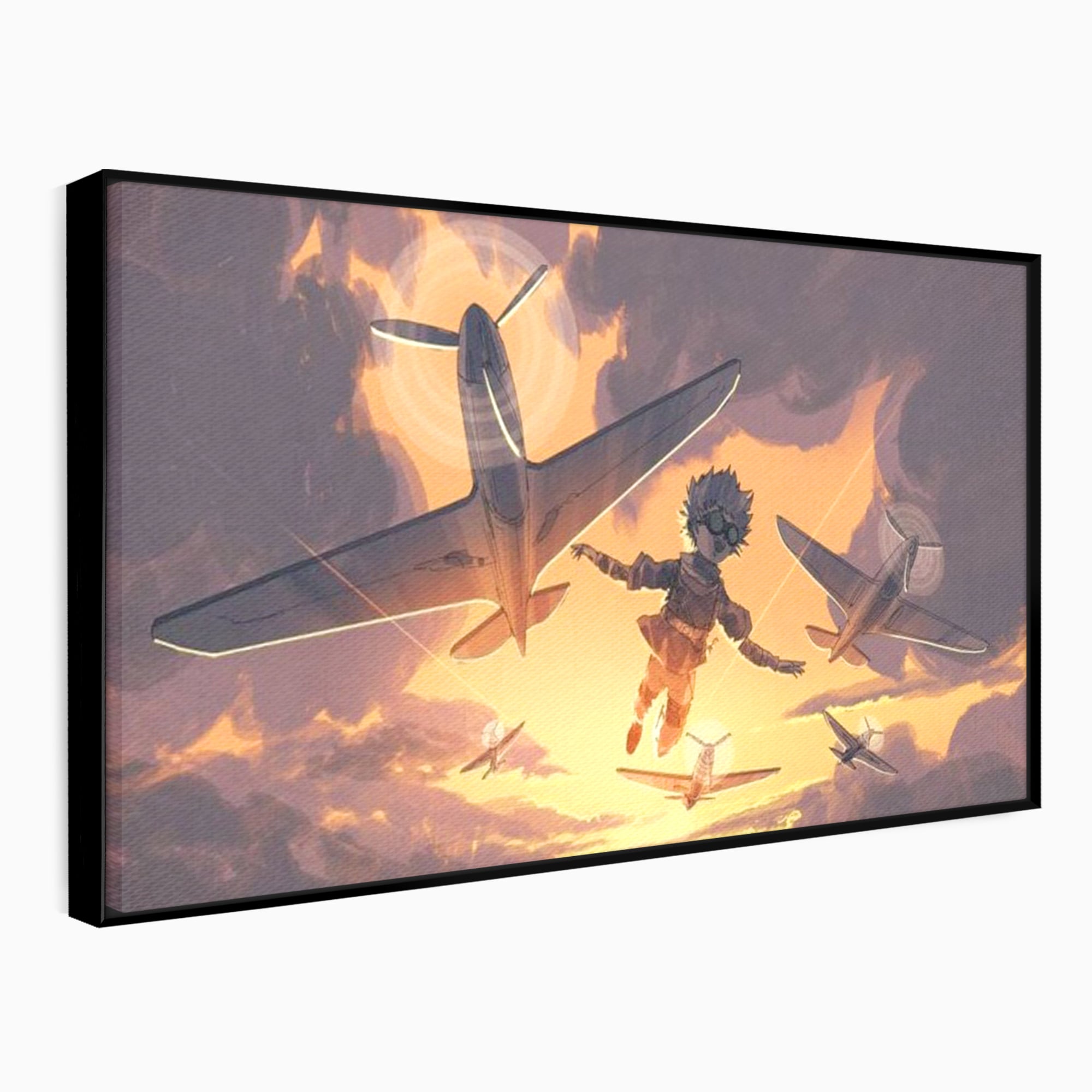Tablou Canvas Premium, LuxCanva® K1019, Micul Aviator, Zbor, Vise, Nori, Cer, Copil, Escadrila, Soare, Stele, Avioane, Aventura, Curaj, Erou, Aerian, Cinematic, Aviatie, Camera Copii