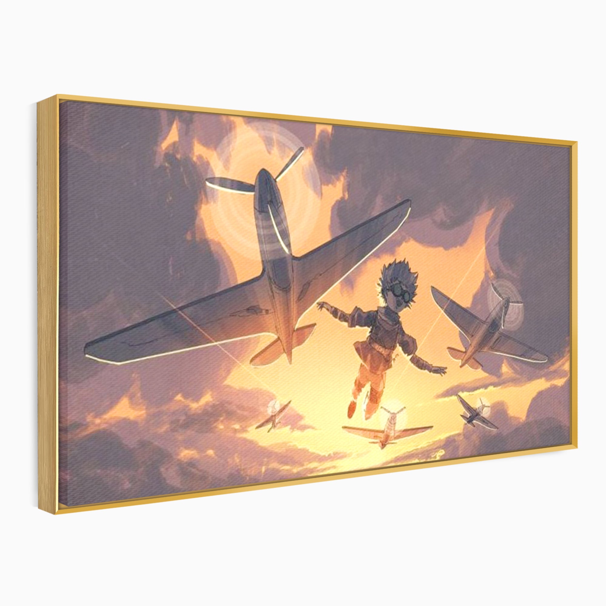 Tablou Canvas Premium, LuxCanva® K1019, Micul Aviator, Zbor, Vise, Nori, Cer, Copil, Escadrila, Soare, Stele, Avioane, Aventura, Curaj, Erou, Aerian, Cinematic, Aviatie, Camera Copii