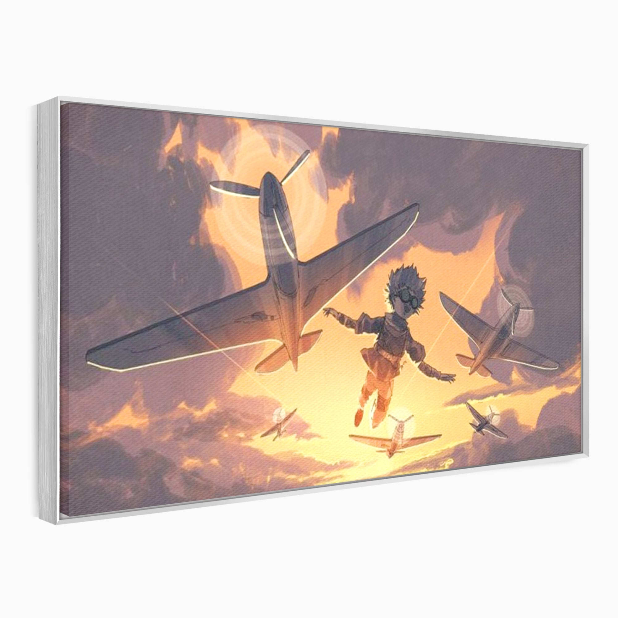 Tablou Canvas Premium, LuxCanva® K1019, Micul Aviator, Zbor, Vise, Nori, Cer, Copil, Escadrila, Soare, Stele, Avioane, Aventura, Curaj, Erou, Aerian, Cinematic, Aviatie, Camera Copii