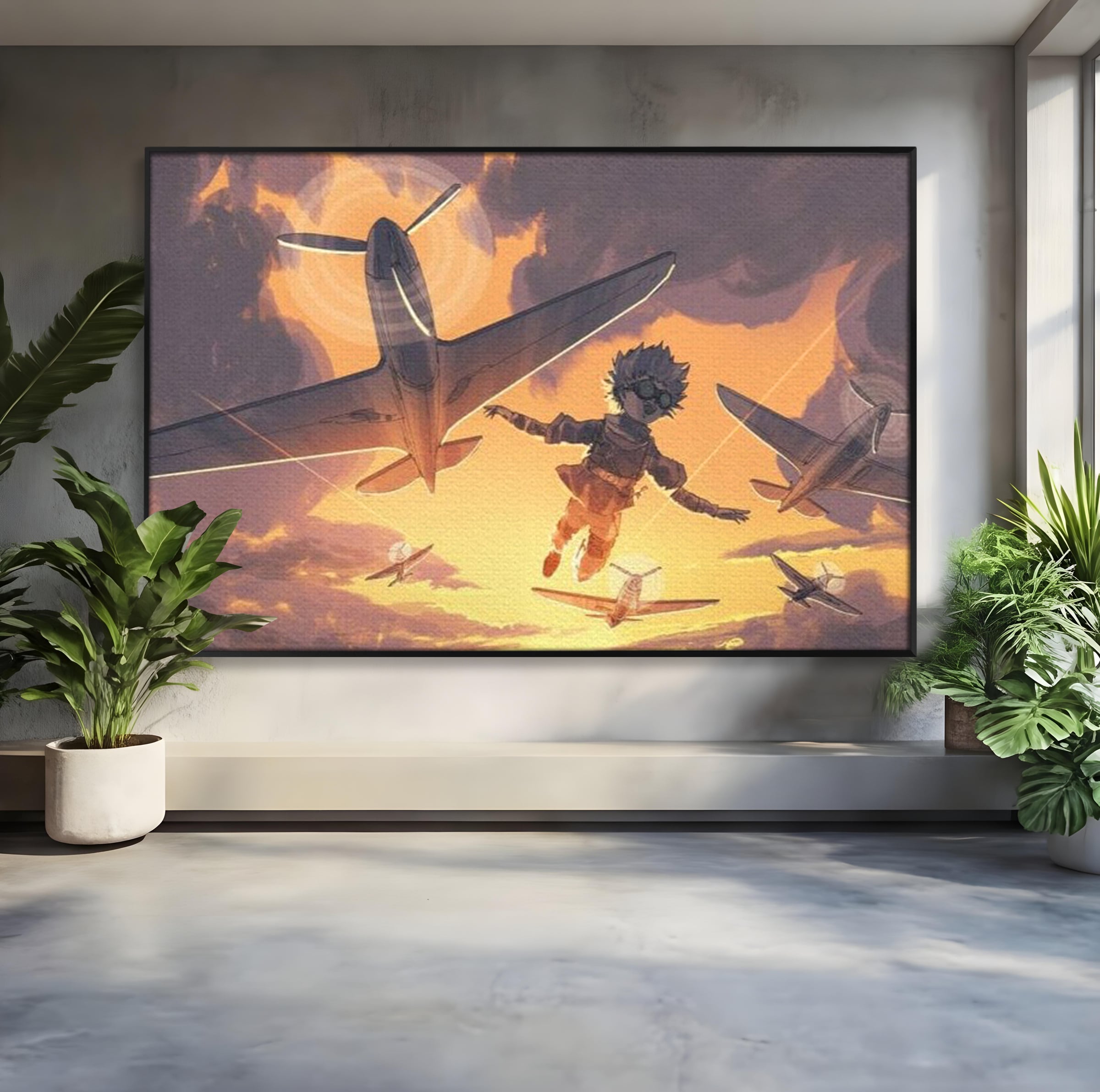 Tablou Canvas Premium, LuxCanva® K1019, Micul Aviator, Zbor, Vise, Nori, Cer, Copil, Escadrila, Soare, Stele, Avioane, Aventura, Curaj, Erou, Aerian, Cinematic, Aviatie, Camera Copii