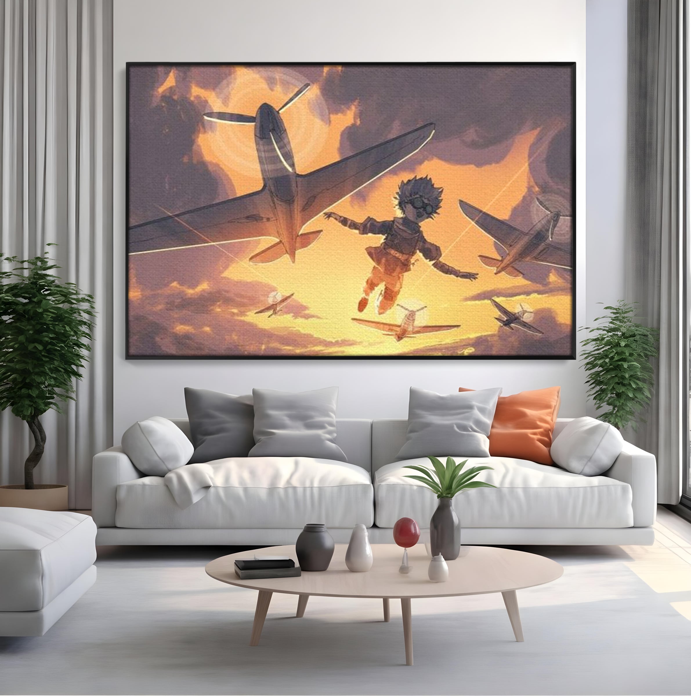 Tablou Canvas Premium, LuxCanva® K1019, Micul Aviator, Zbor, Vise, Nori, Cer, Copil, Escadrila, Soare, Stele, Avioane, Aventura, Curaj, Erou, Aerian, Cinematic, Aviatie, Camera Copii