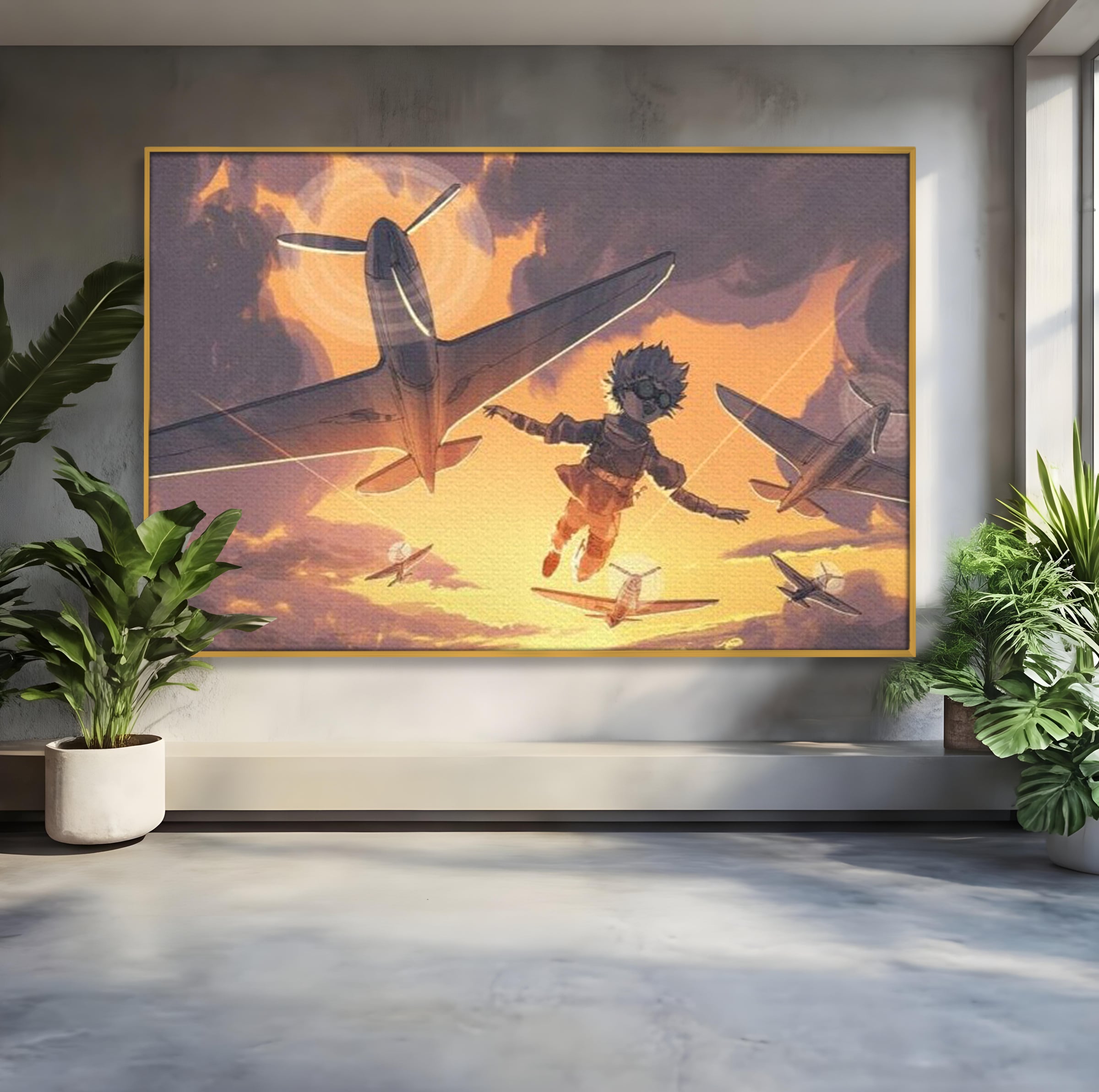 Tablou Canvas Premium, LuxCanva® K1019, Micul Aviator, Zbor, Vise, Nori, Cer, Copil, Escadrila, Soare, Stele, Avioane, Aventura, Curaj, Erou, Aerian, Cinematic, Aviatie, Camera Copii