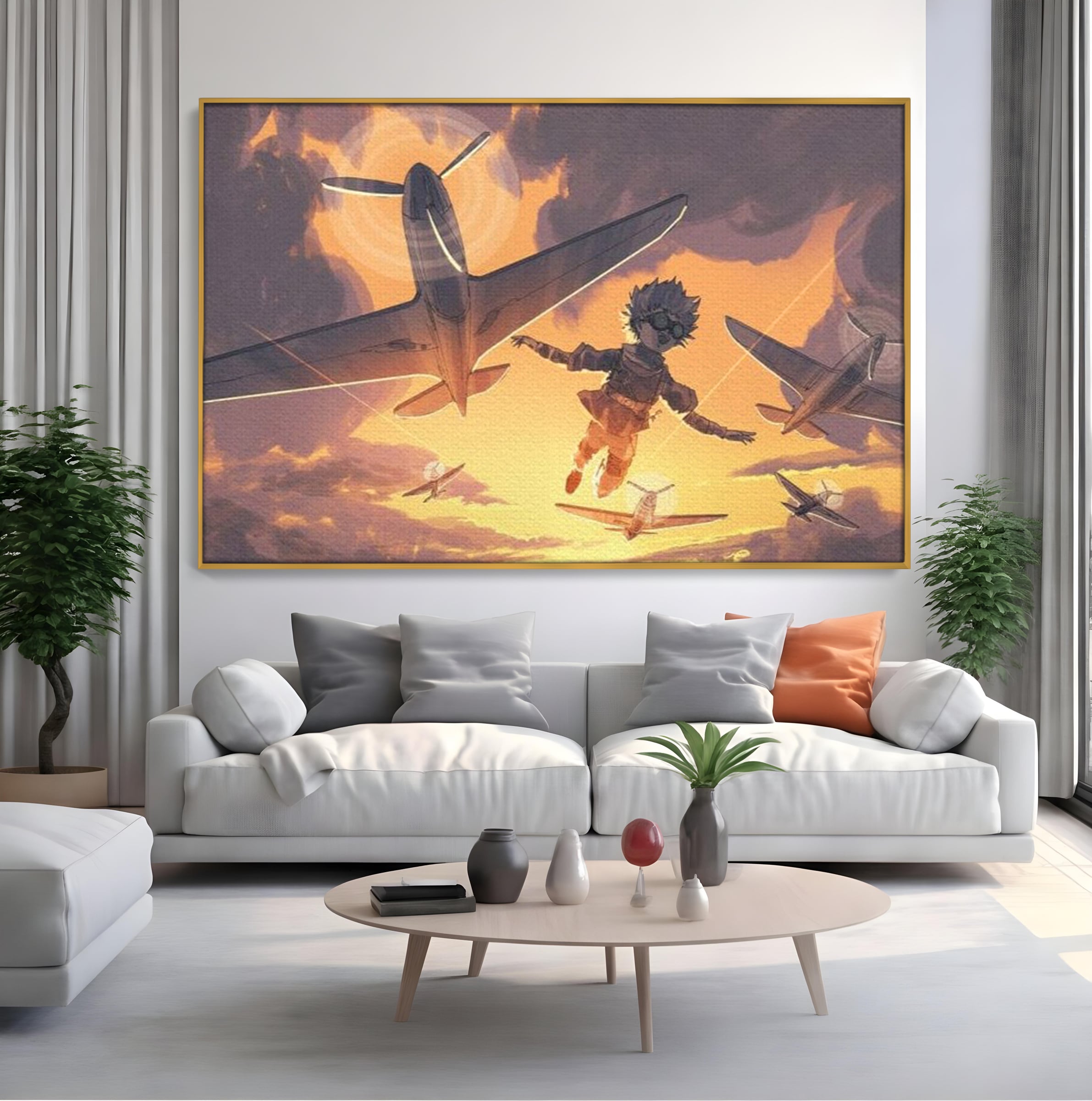 Tablou Canvas Premium, LuxCanva® K1019, Micul Aviator, Zbor, Vise, Nori, Cer, Copil, Escadrila, Soare, Stele, Avioane, Aventura, Curaj, Erou, Aerian, Cinematic, Aviatie, Camera Copii