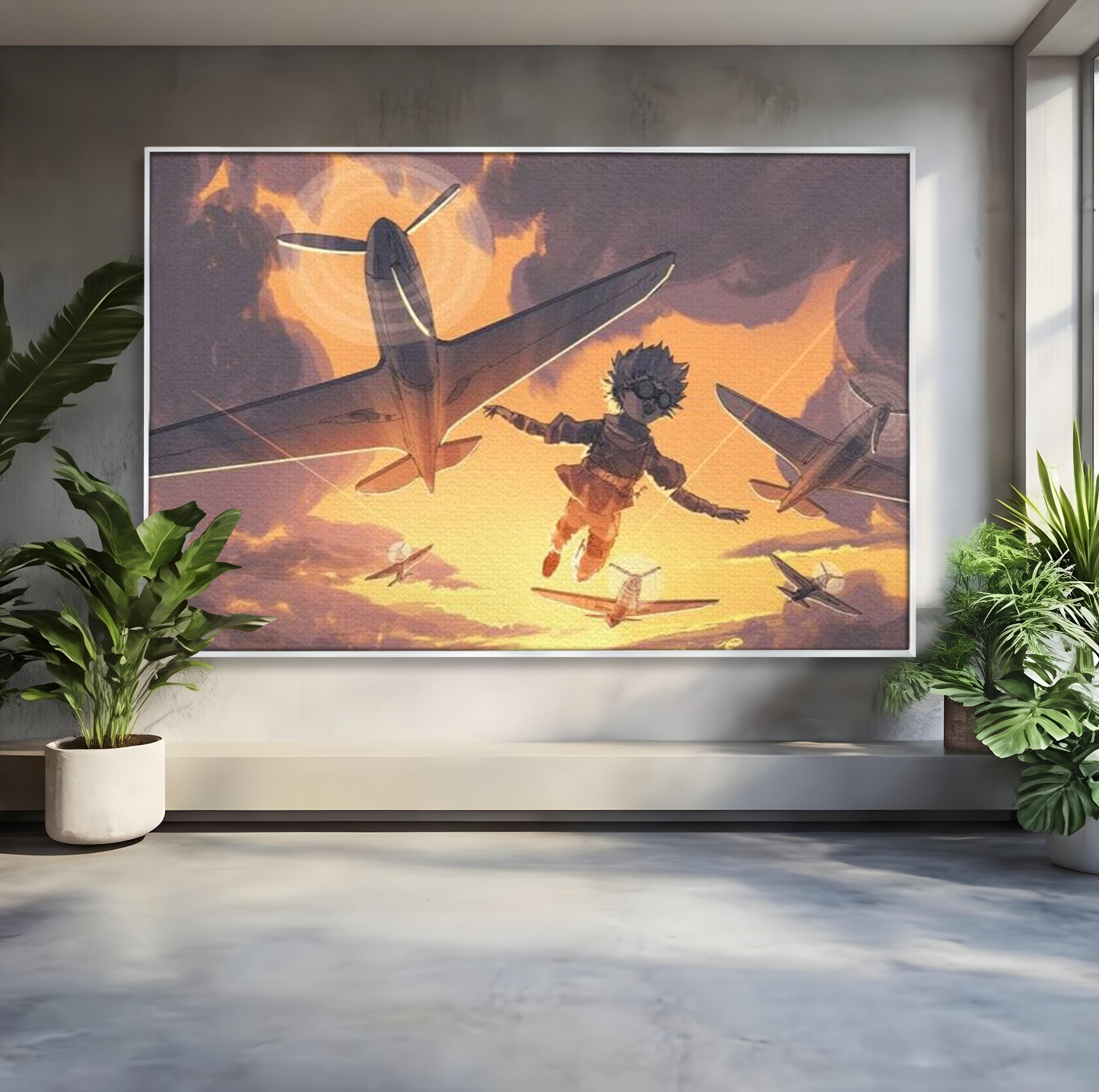 Tablou Canvas Premium, LuxCanva® K1019, Micul Aviator, Zbor, Vise, Nori, Cer, Copil, Escadrila, Soare, Stele, Avioane, Aventura, Curaj, Erou, Aerian, Cinematic, Aviatie, Camera Copii
