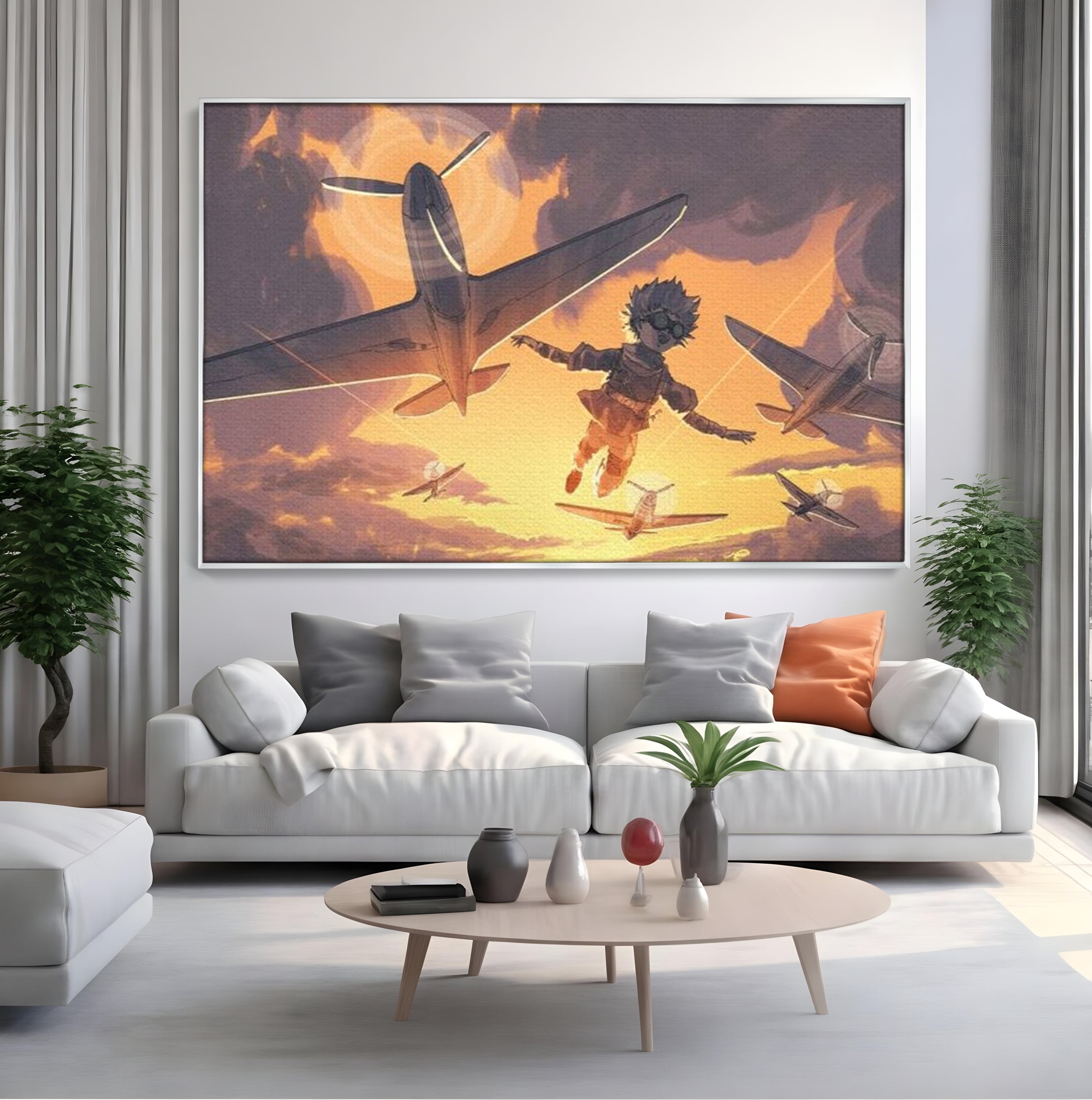 Tablou Canvas Premium, LuxCanva® K1019, Micul Aviator, Zbor, Vise, Nori, Cer, Copil, Escadrila, Soare, Stele, Avioane, Aventura, Curaj, Erou, Aerian, Cinematic, Aviatie, Camera Copii