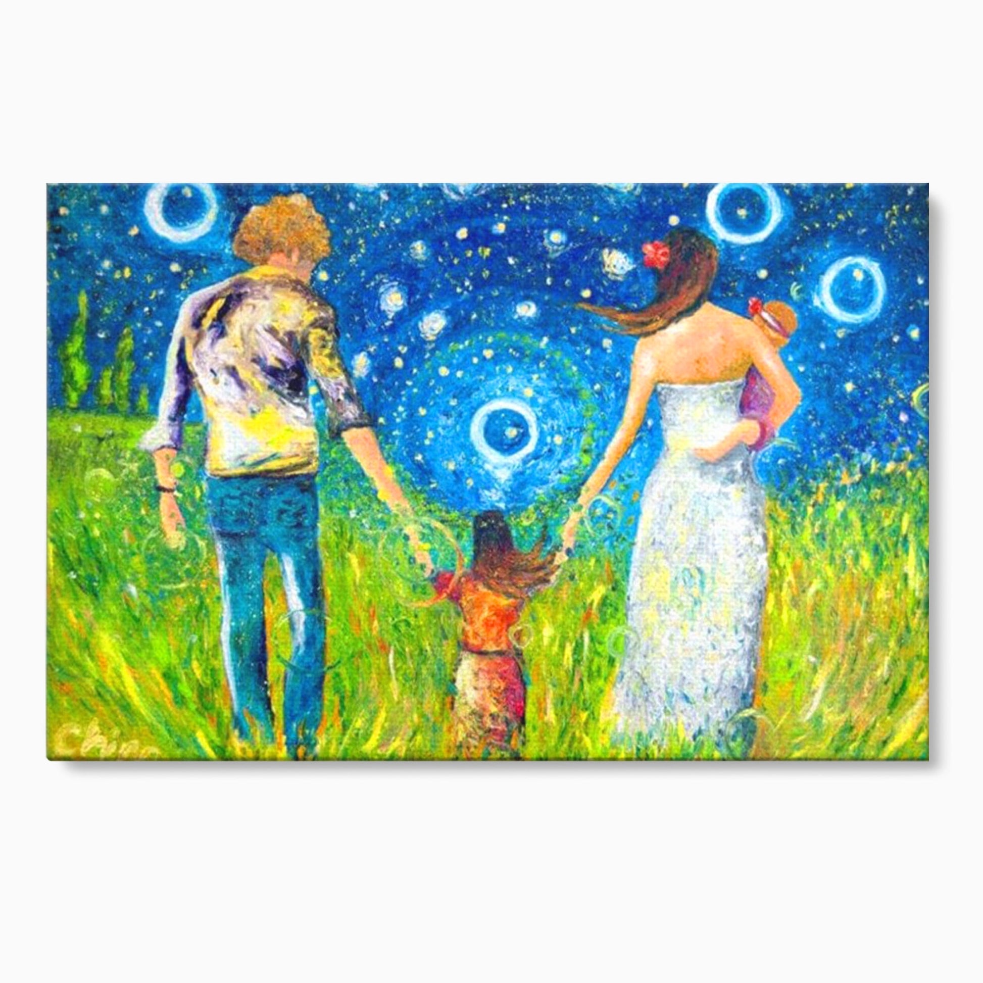 Tablou Canvas Premium, LuxCanva® K1020, Familia Impreuna, Mama, Tata, Copil, Cer, Pasi, Plimbare, Timp, Infinit, Iubire, Vesnicie, Inimi, Calatorie, Armonie, Emotie, Iubitor, Camera Copii