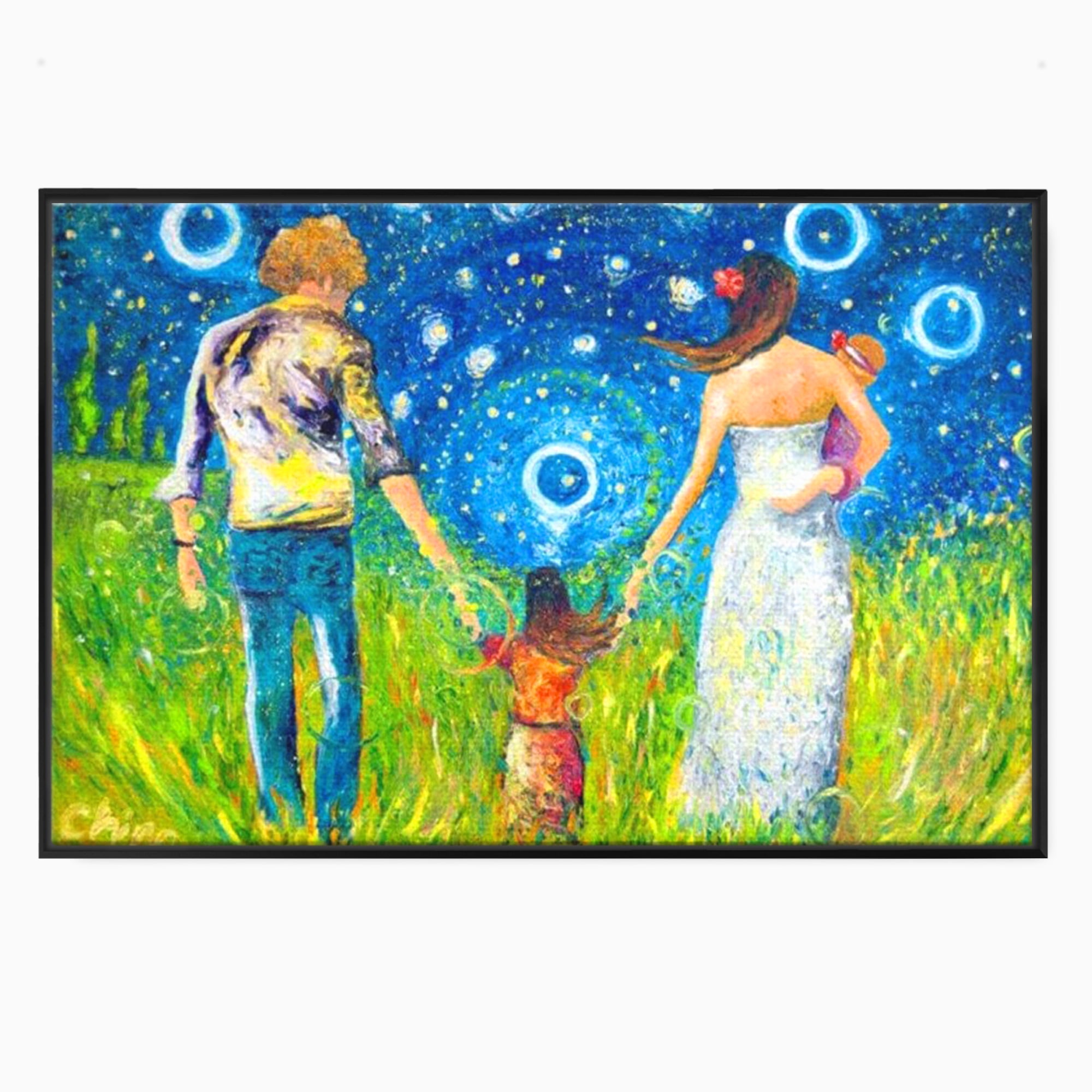 Tablou Canvas Premium, LuxCanva® K1020, Familia Impreuna, Mama, Tata, Copil, Cer, Pasi, Plimbare, Timp, Infinit, Iubire, Vesnicie, Inimi, Calatorie, Armonie, Emotie, Iubitor, Camera Copii