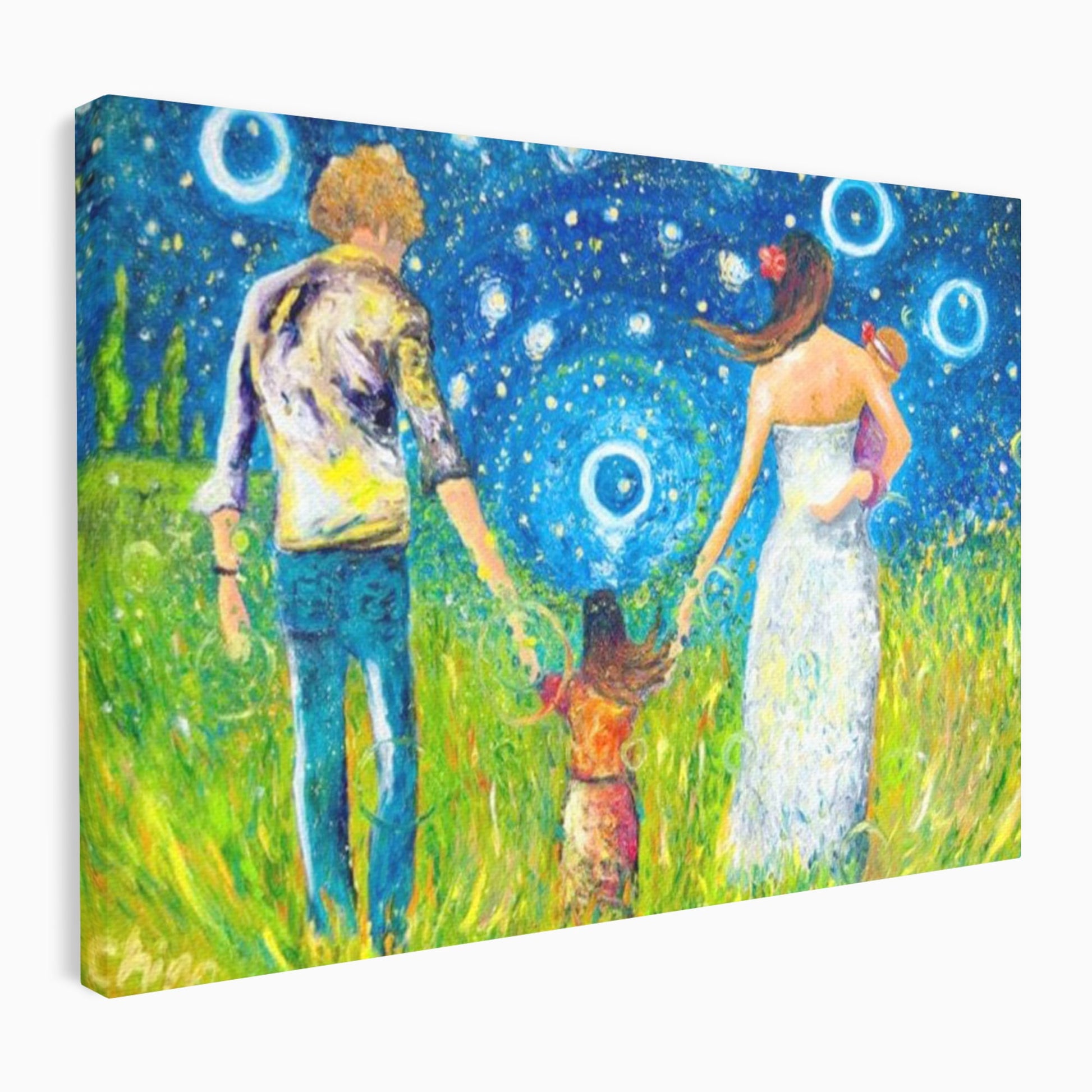 Tablou Canvas Premium, LuxCanva® K1020, Familia Impreuna, Mama, Tata, Copil, Cer, Pasi, Plimbare, Timp, Infinit, Iubire, Vesnicie, Inimi, Calatorie, Armonie, Emotie, Iubitor, Camera Copii
