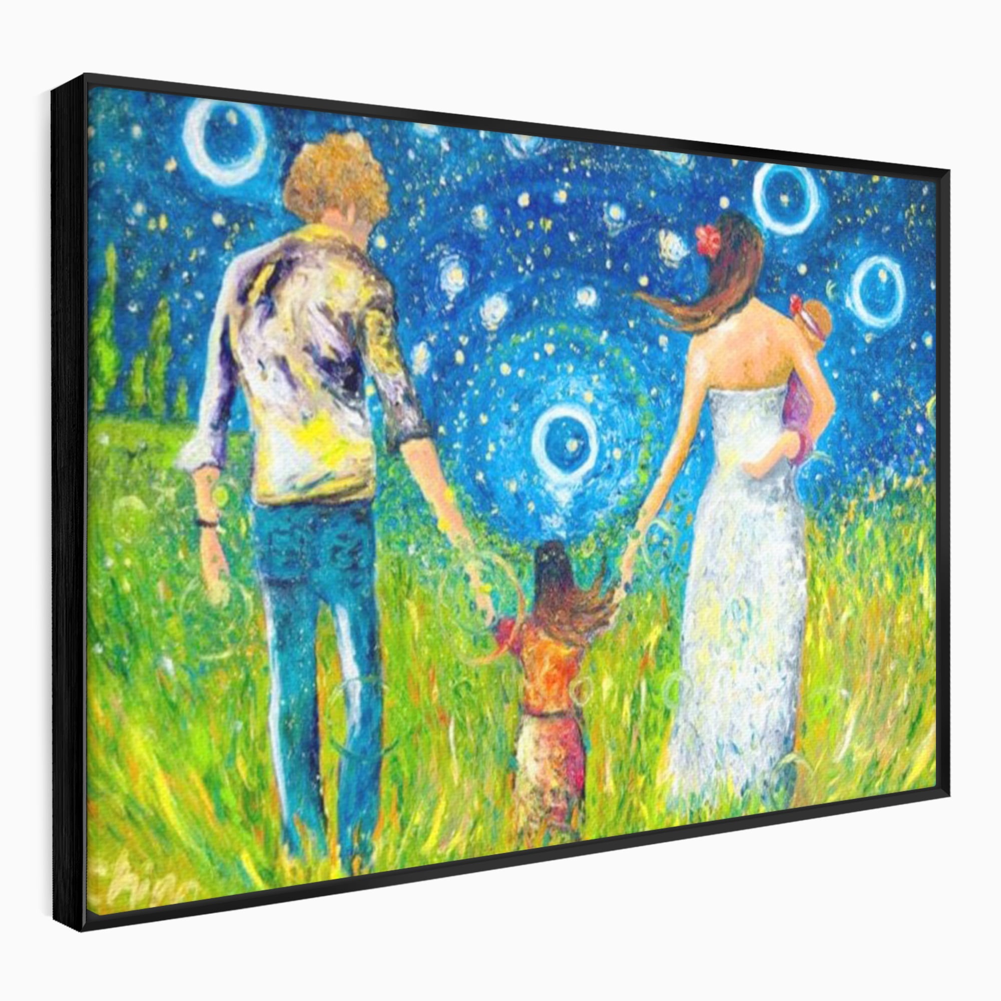 Tablou Canvas Premium, LuxCanva® K1020, Familia Impreuna, Mama, Tata, Copil, Cer, Pasi, Plimbare, Timp, Infinit, Iubire, Vesnicie, Inimi, Calatorie, Armonie, Emotie, Iubitor, Camera Copii