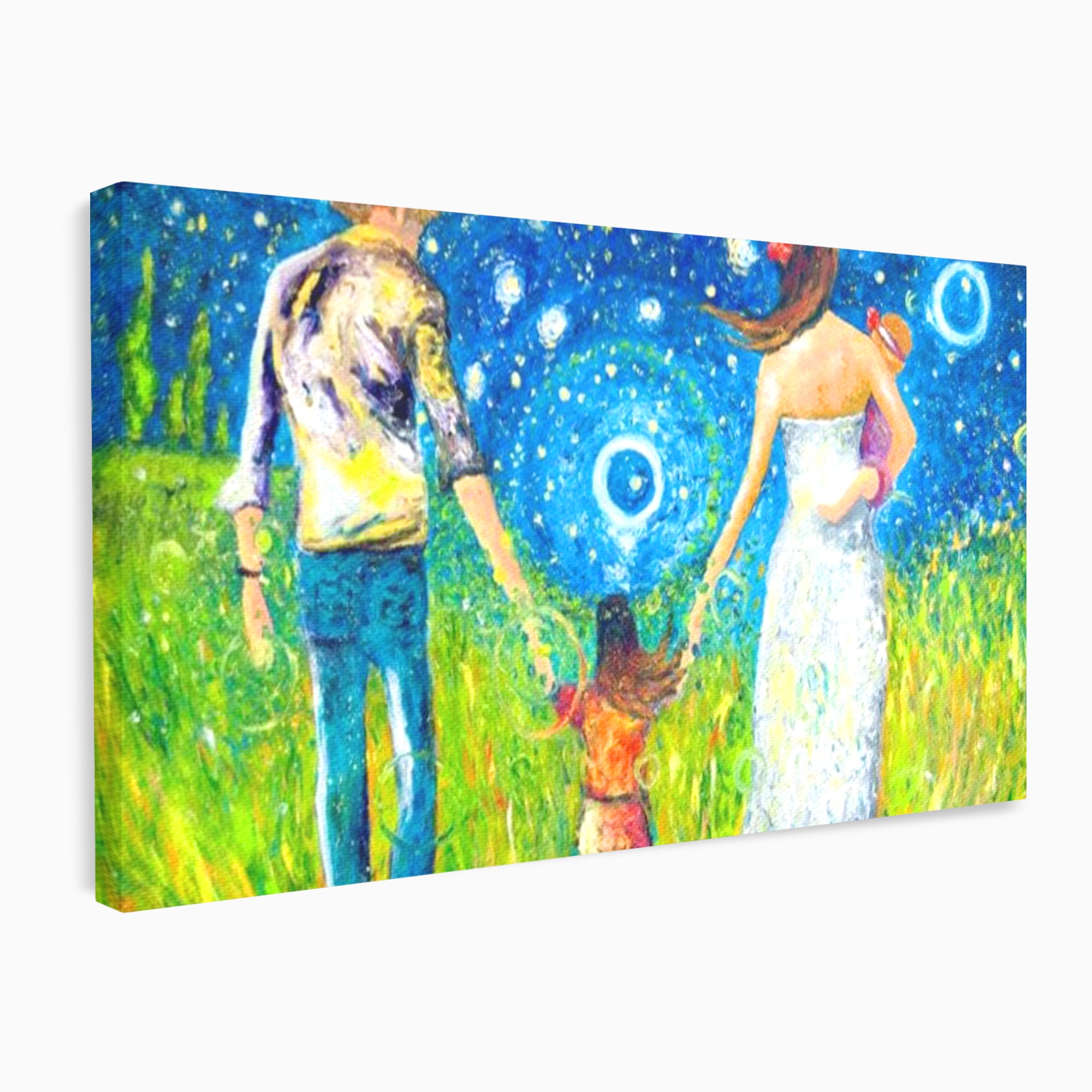 Tablou Canvas Premium, LuxCanva® K1020, Familia Impreuna, Mama, Tata, Copil, Cer, Pasi, Plimbare, Timp, Infinit, Iubire, Vesnicie, Inimi, Calatorie, Armonie, Emotie, Iubitor, Camera Copii