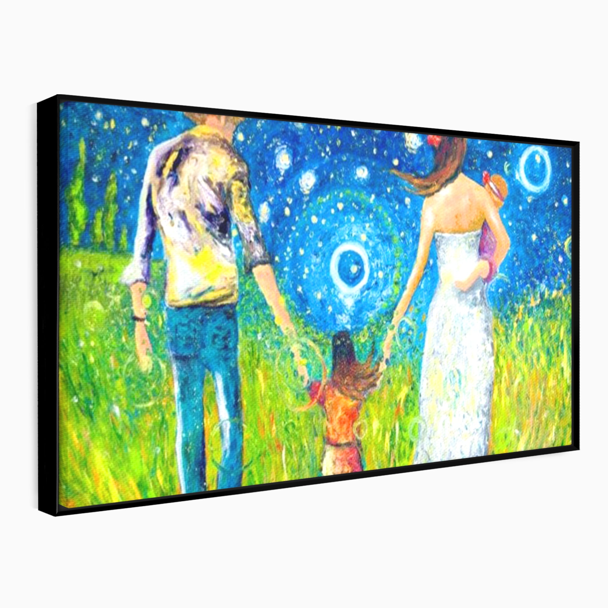 Tablou Canvas Premium, LuxCanva® K1020, Familia Impreuna, Mama, Tata, Copil, Cer, Pasi, Plimbare, Timp, Infinit, Iubire, Vesnicie, Inimi, Calatorie, Armonie, Emotie, Iubitor, Camera Copii