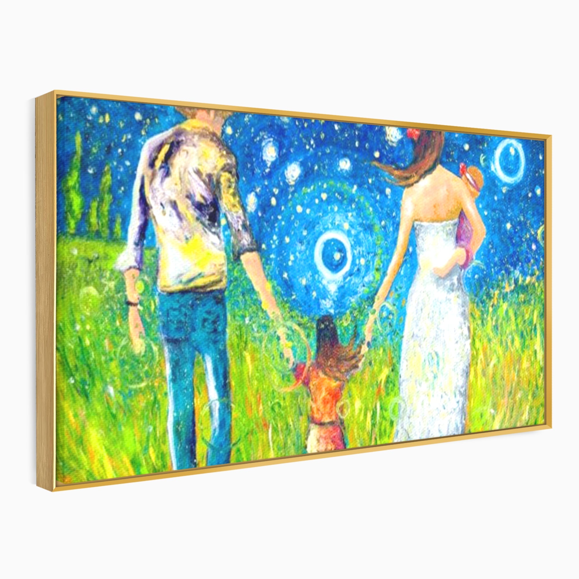 Tablou Canvas Premium, LuxCanva® K1020, Familia Impreuna, Mama, Tata, Copil, Cer, Pasi, Plimbare, Timp, Infinit, Iubire, Vesnicie, Inimi, Calatorie, Armonie, Emotie, Iubitor, Camera Copii