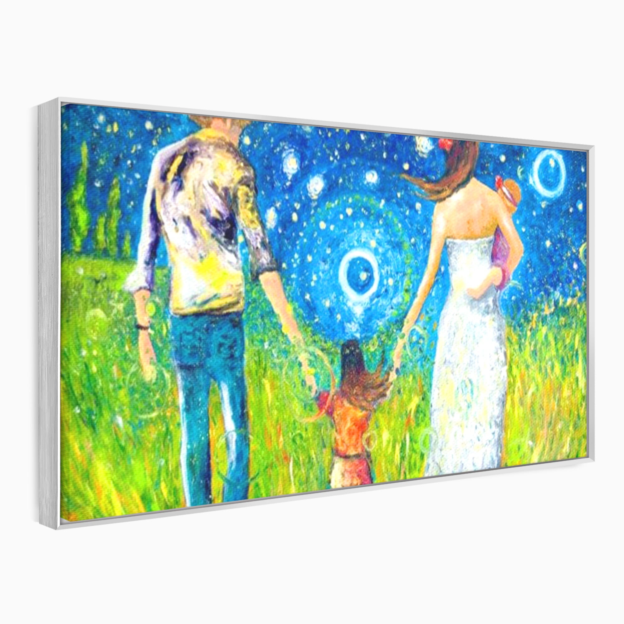 Tablou Canvas Premium, LuxCanva® K1020, Familia Impreuna, Mama, Tata, Copil, Cer, Pasi, Plimbare, Timp, Infinit, Iubire, Vesnicie, Inimi, Calatorie, Armonie, Emotie, Iubitor, Camera Copii