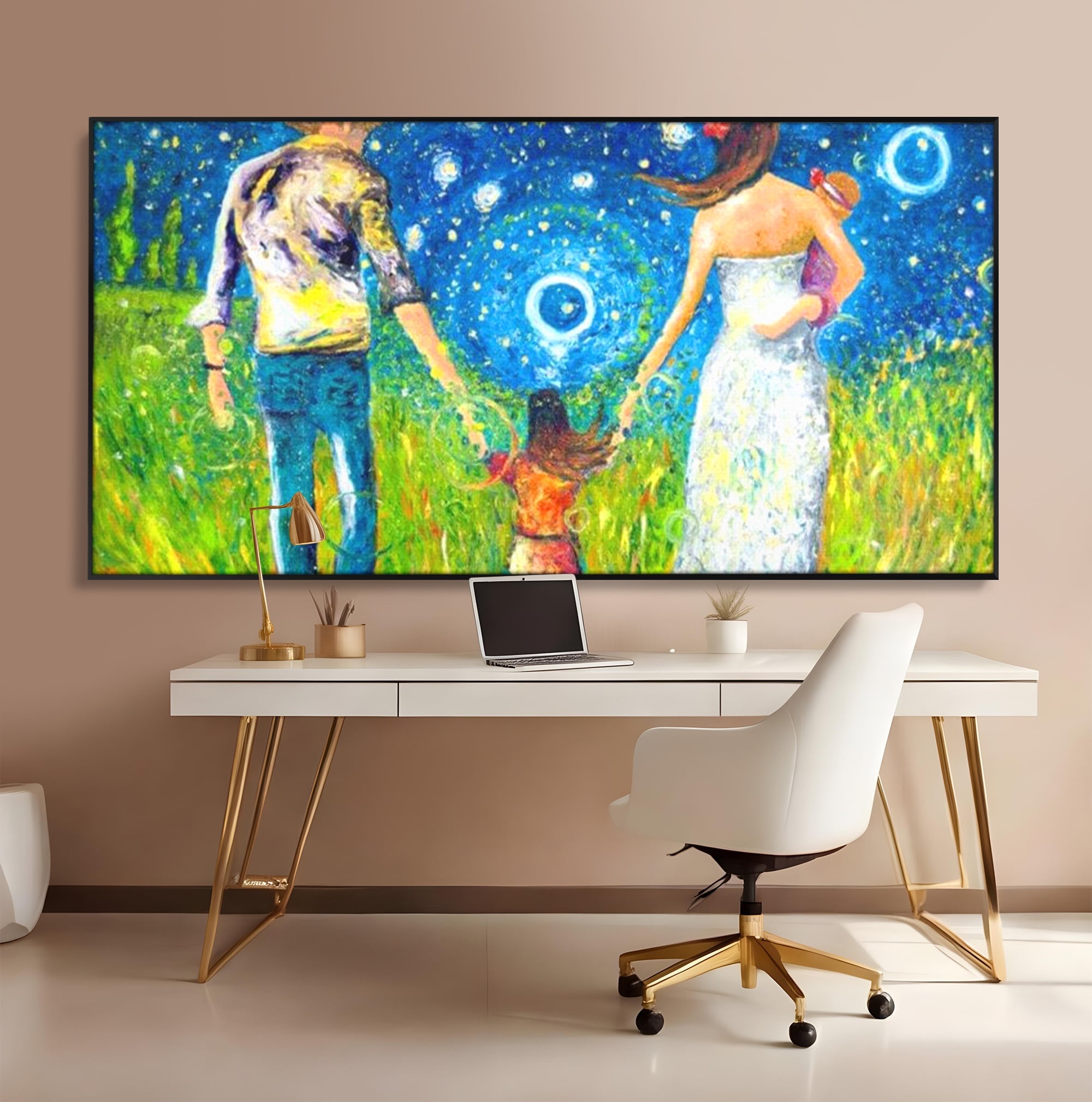 Tablou Canvas Premium, LuxCanva® K1020, Familia Impreuna, Mama, Tata, Copil, Cer, Pasi, Plimbare, Timp, Infinit, Iubire, Vesnicie, Inimi, Calatorie, Armonie, Emotie, Iubitor, Camera Copii