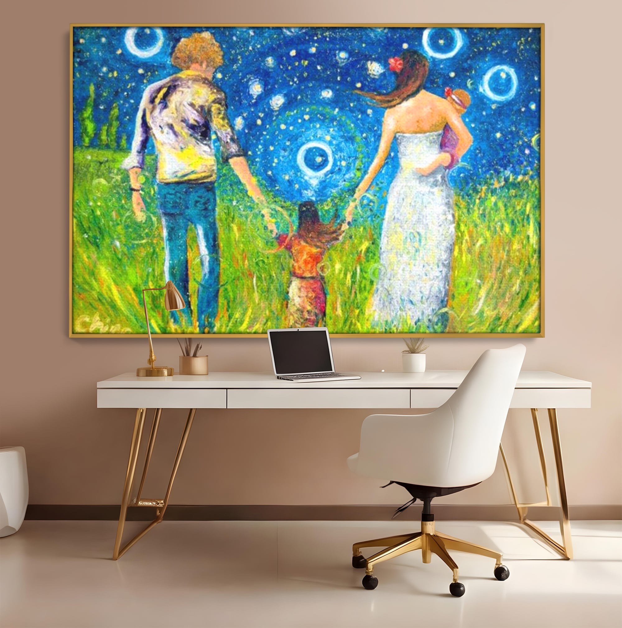 Tablou Canvas Premium, LuxCanva® K1020, Familia Impreuna, Mama, Tata, Copil, Cer, Pasi, Plimbare, Timp, Infinit, Iubire, Vesnicie, Inimi, Calatorie, Armonie, Emotie, Iubitor, Camera Copii