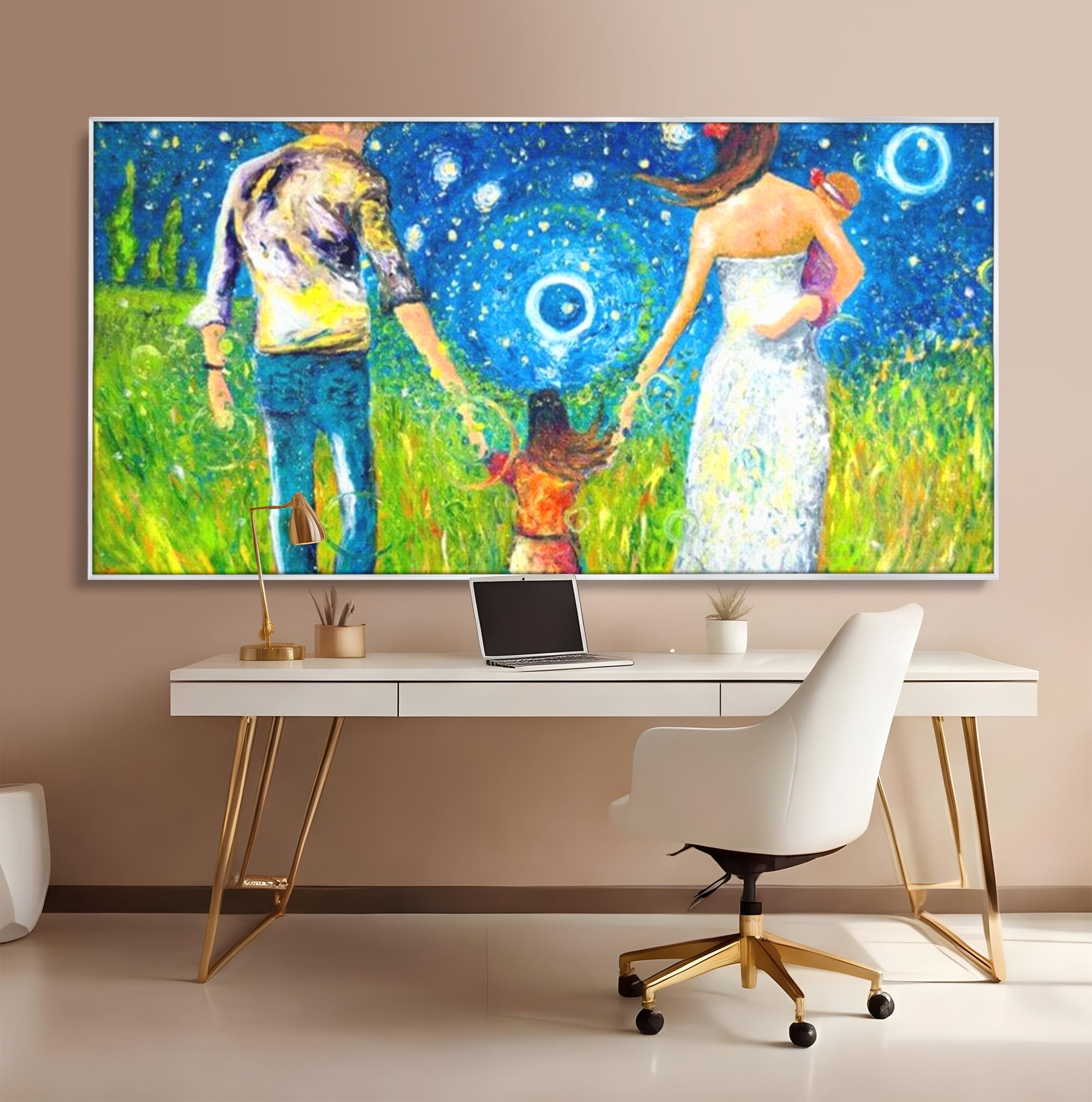 Tablou Canvas Premium, LuxCanva® K1020, Familia Impreuna, Mama, Tata, Copil, Cer, Pasi, Plimbare, Timp, Infinit, Iubire, Vesnicie, Inimi, Calatorie, Armonie, Emotie, Iubitor, Camera Copii