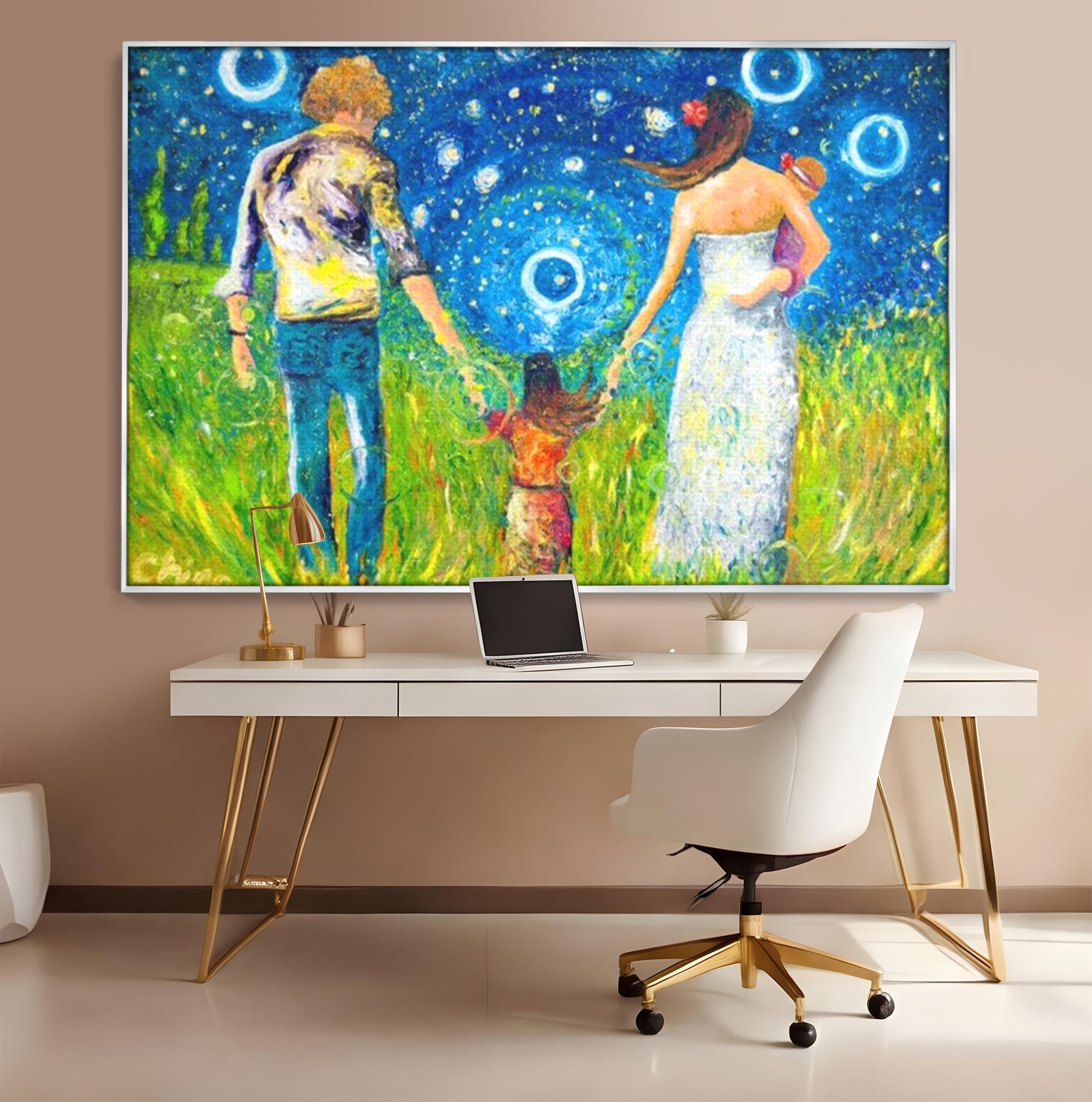 Tablou Canvas Premium, LuxCanva® K1020, Familia Impreuna, Mama, Tata, Copil, Cer, Pasi, Plimbare, Timp, Infinit, Iubire, Vesnicie, Inimi, Calatorie, Armonie, Emotie, Iubitor, Camera Copii