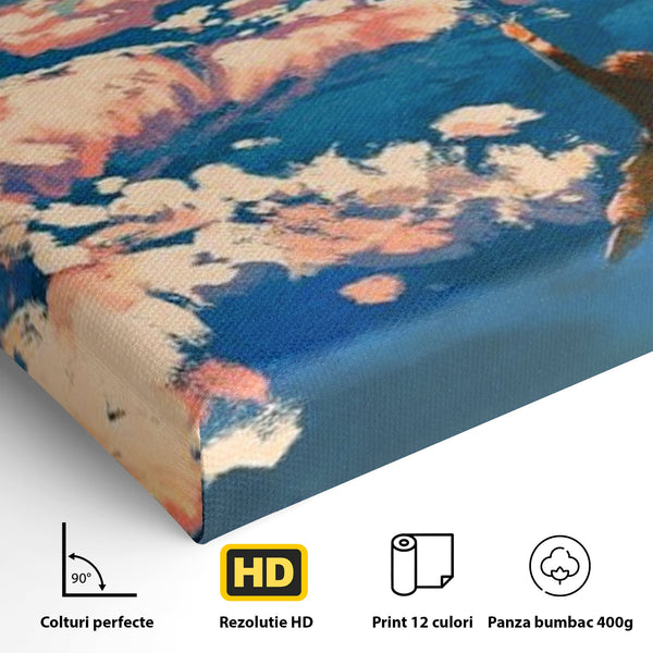 Tablou Canvas Premium, LuxCanva® K1021, Purtat de Curcubeu, Zbor, Nori, Inaltare, Culori, Baloane, Zburatoare, Magic, Fericire, Curaj, Aventura, Dorinte, Armonie, Fericire, Camera Copii