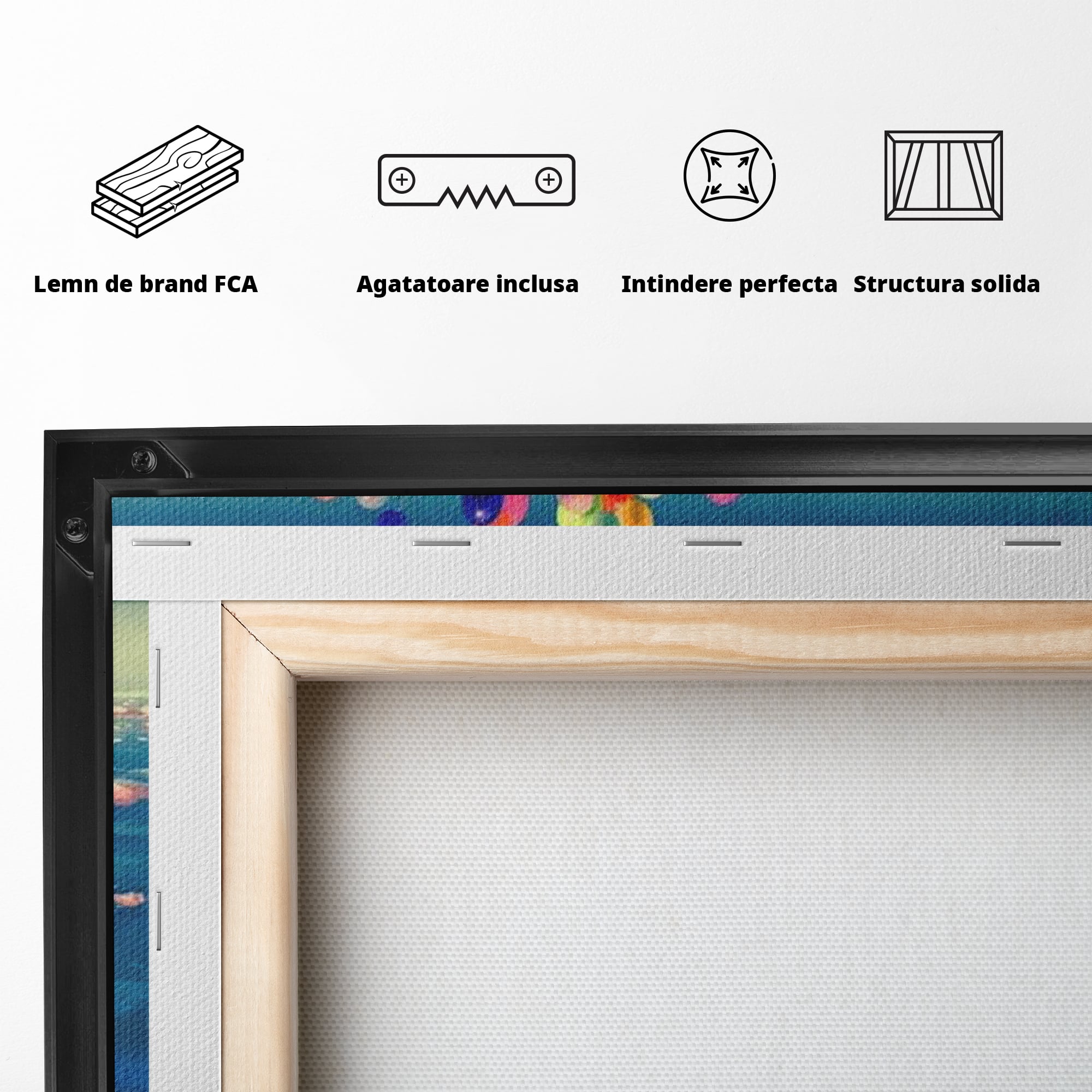 Tablou Canvas Premium, LuxCanva® K1021, Purtat de Curcubeu, Zbor, Nori, Inaltare, Culori, Baloane, Zburatoare, Magic, Fericire, Curaj, Aventura, Dorinte, Armonie, Fericire, Camera Copii