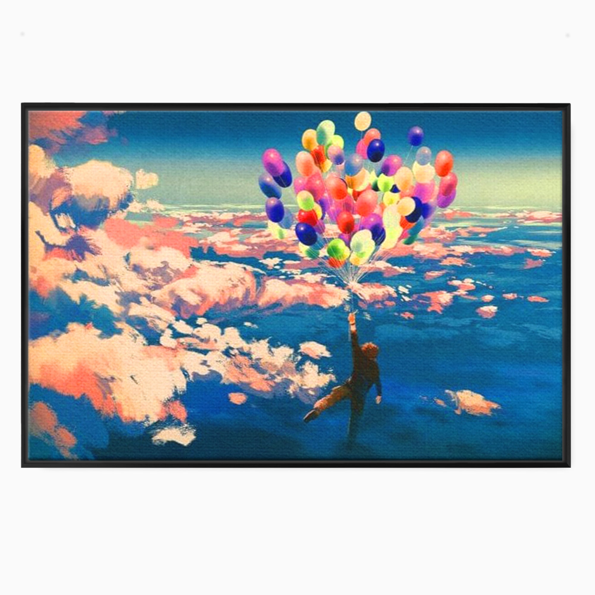 Tablou Canvas Premium, LuxCanva® K1021, Purtat de Curcubeu, Zbor, Nori, Inaltare, Culori, Baloane, Zburatoare, Magic, Fericire, Curaj, Aventura, Dorinte, Armonie, Fericire, Camera Copii