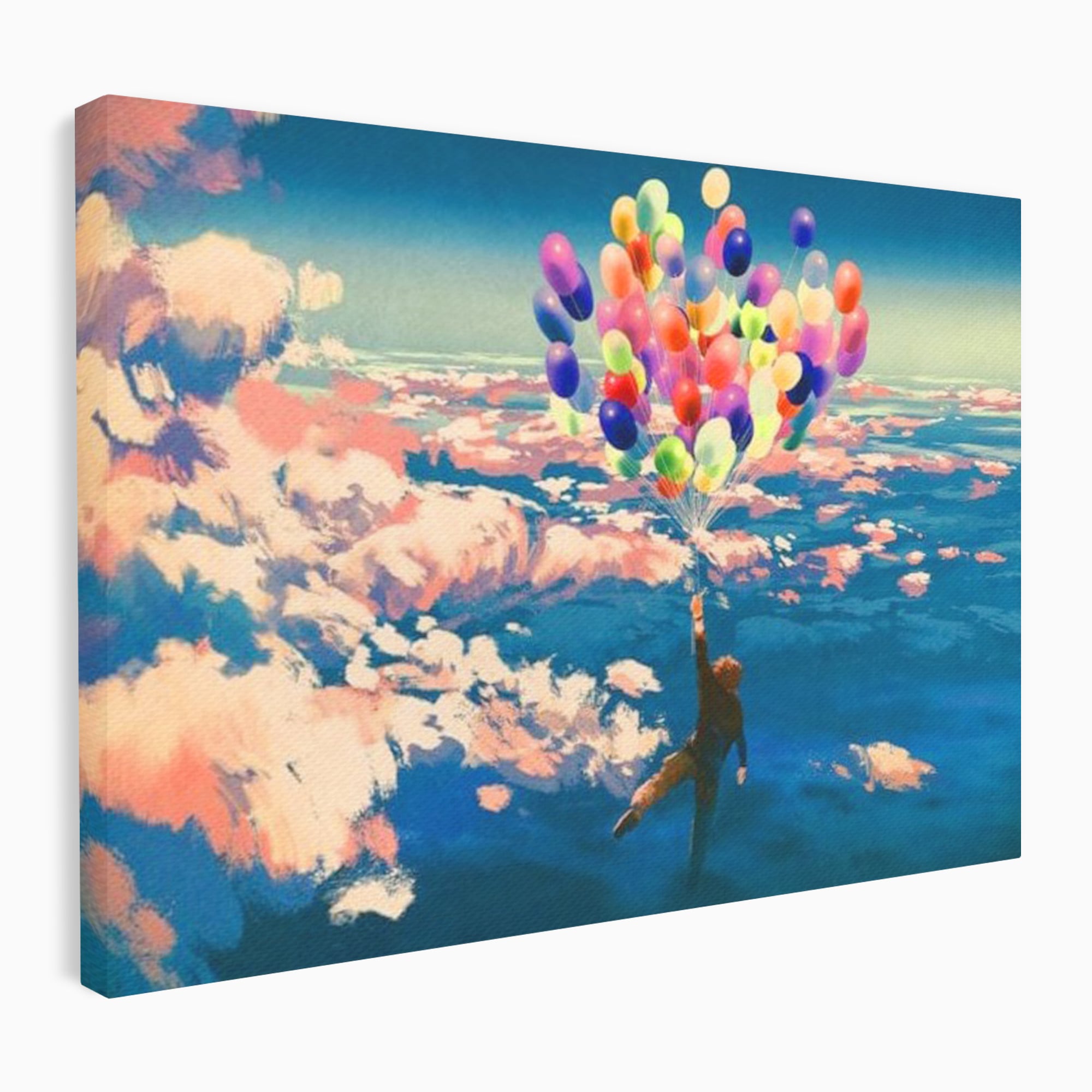 Tablou Canvas Premium, LuxCanva® K1021, Purtat de Curcubeu, Zbor, Nori, Inaltare, Culori, Baloane, Zburatoare, Magic, Fericire, Curaj, Aventura, Dorinte, Armonie, Fericire, Camera Copii