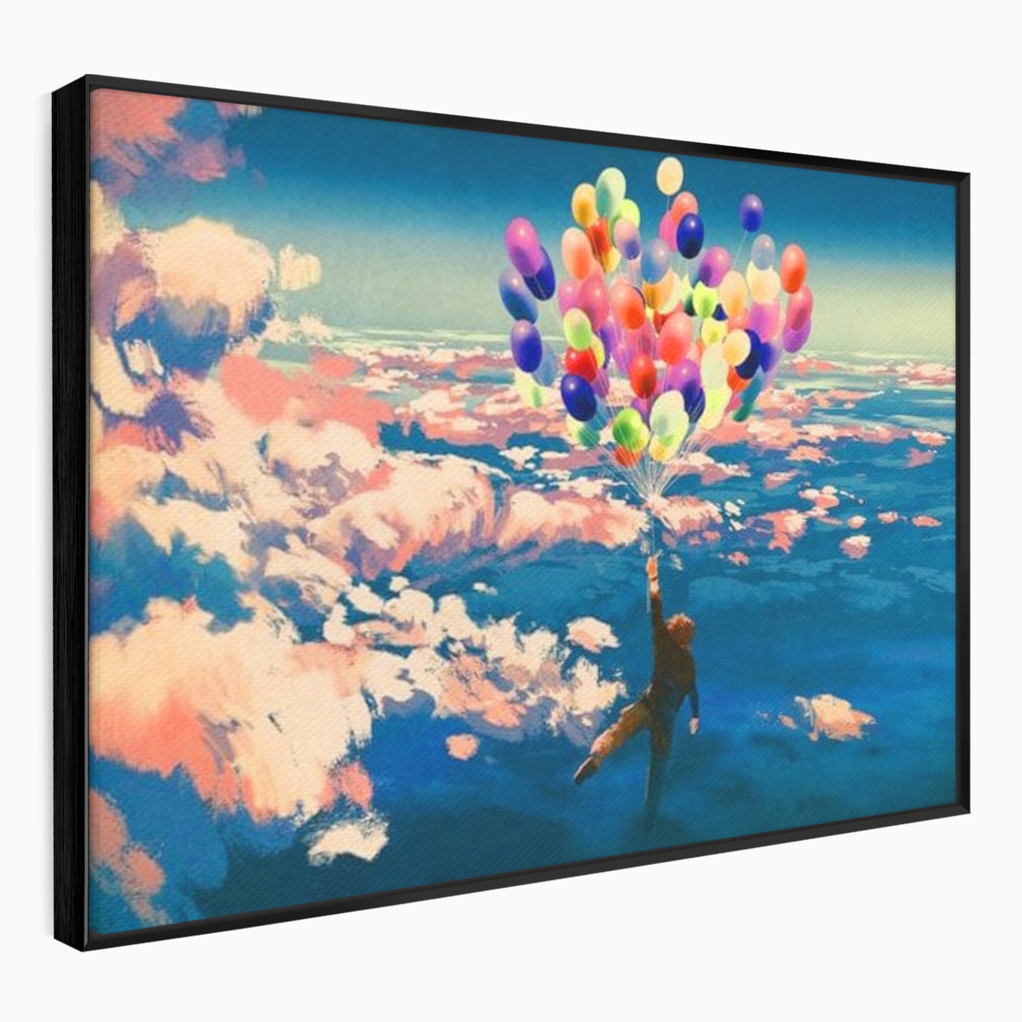 Tablou Canvas Premium, LuxCanva® K1021, Purtat de Curcubeu, Zbor, Nori, Inaltare, Culori, Baloane, Zburatoare, Magic, Fericire, Curaj, Aventura, Dorinte, Armonie, Fericire, Camera Copii