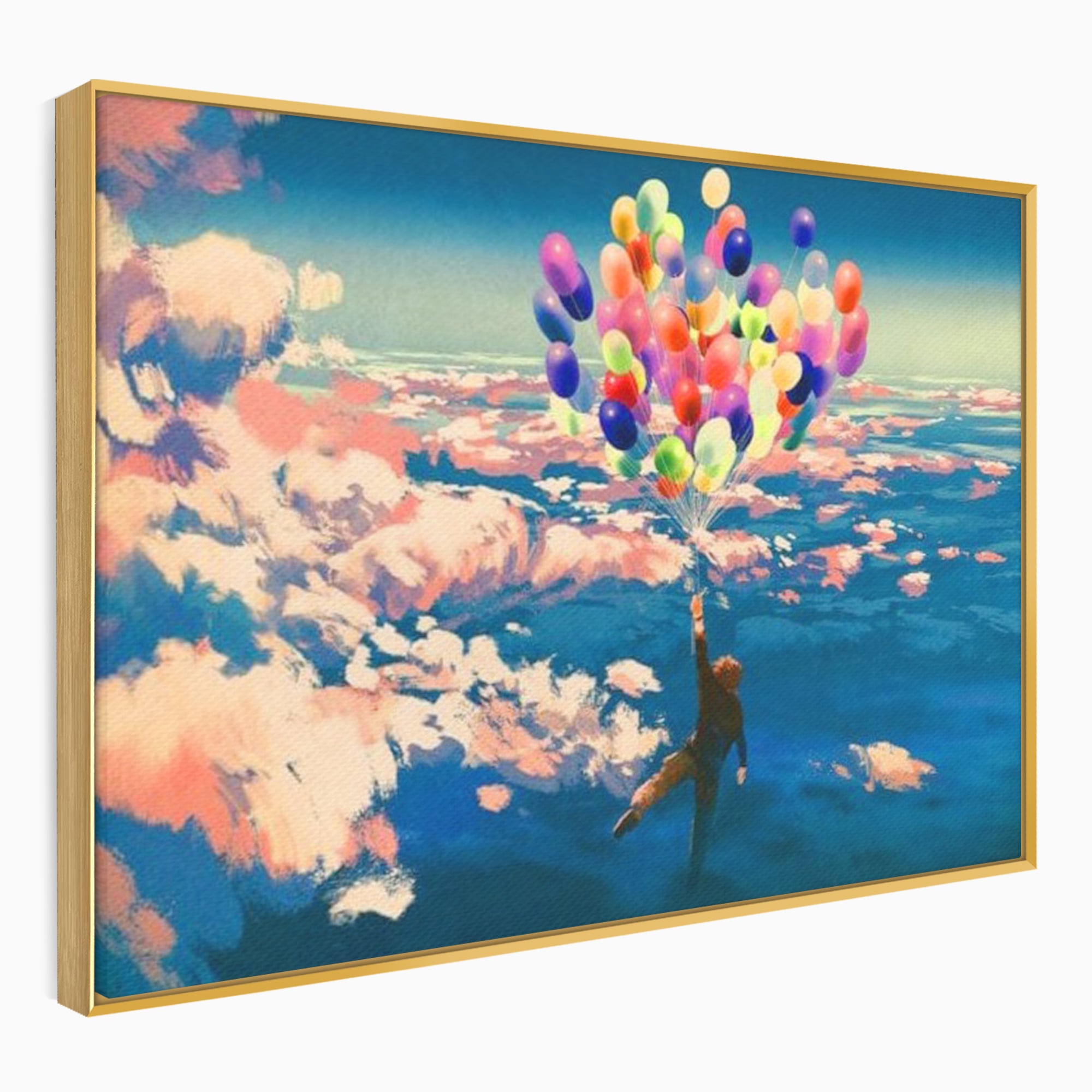 Tablou Canvas Premium, LuxCanva® K1021, Purtat de Curcubeu, Zbor, Nori, Inaltare, Culori, Baloane, Zburatoare, Magic, Fericire, Curaj, Aventura, Dorinte, Armonie, Fericire, Camera Copii