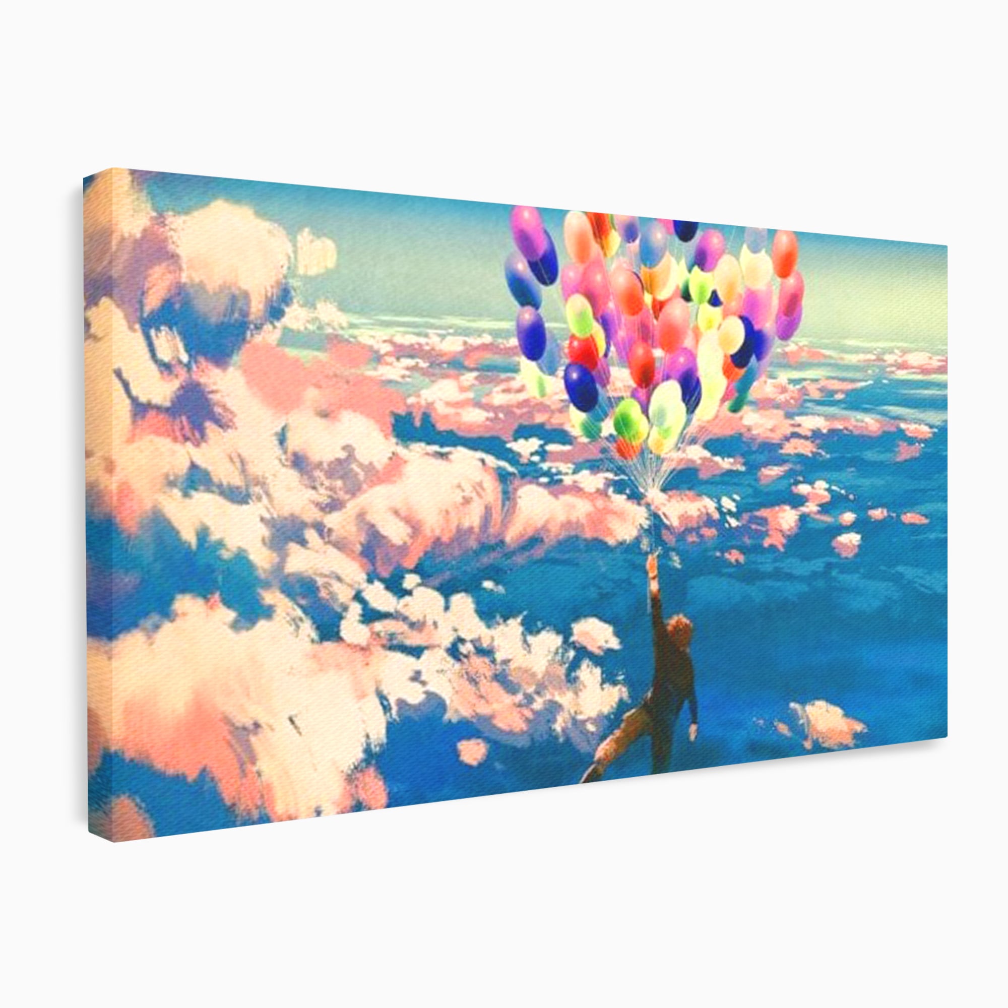 Tablou Canvas Premium, LuxCanva® K1021, Purtat de Curcubeu, Zbor, Nori, Inaltare, Culori, Baloane, Zburatoare, Magic, Fericire, Curaj, Aventura, Dorinte, Armonie, Fericire, Camera Copii