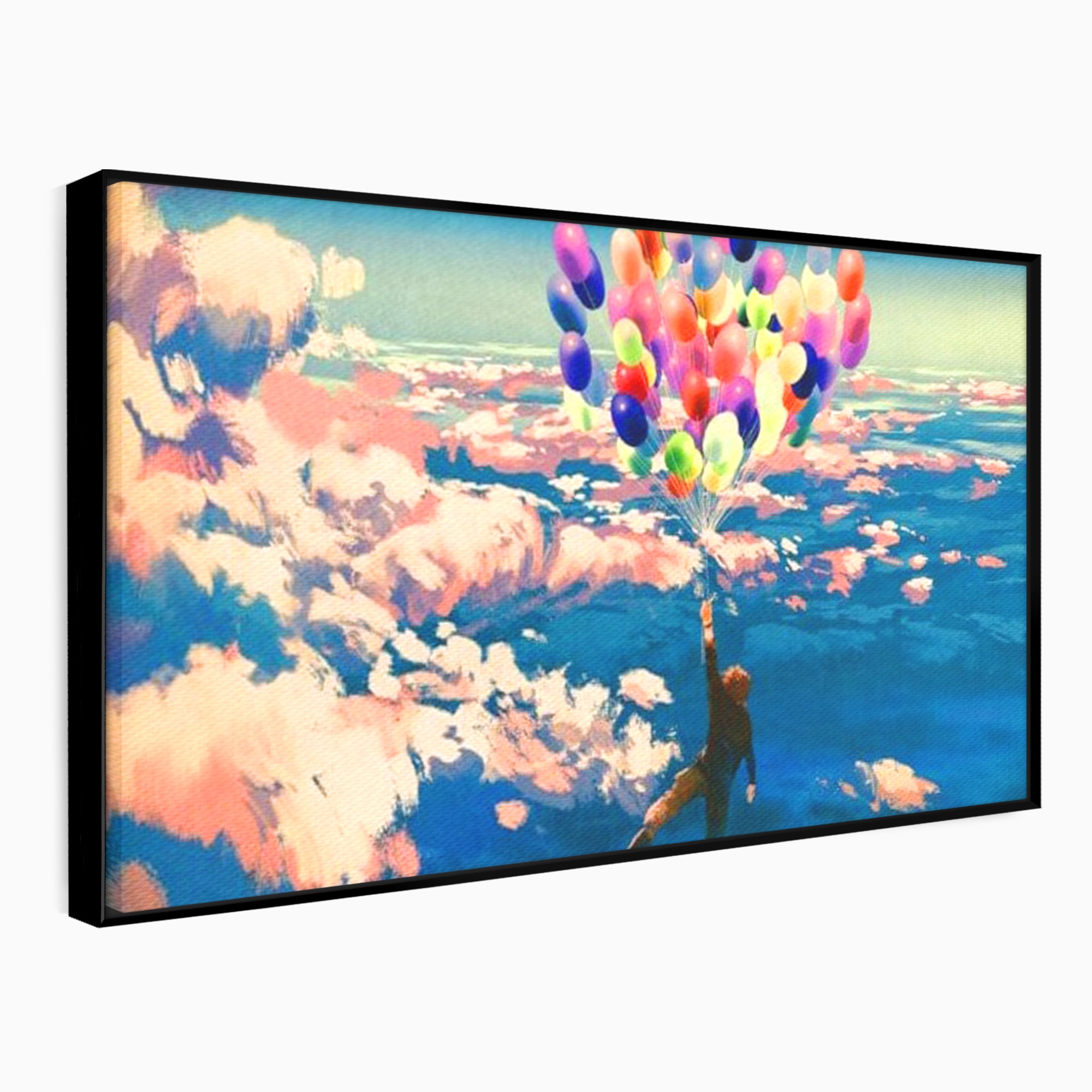 Tablou Canvas Premium, LuxCanva® K1021, Purtat de Curcubeu, Zbor, Nori, Inaltare, Culori, Baloane, Zburatoare, Magic, Fericire, Curaj, Aventura, Dorinte, Armonie, Fericire, Camera Copii
