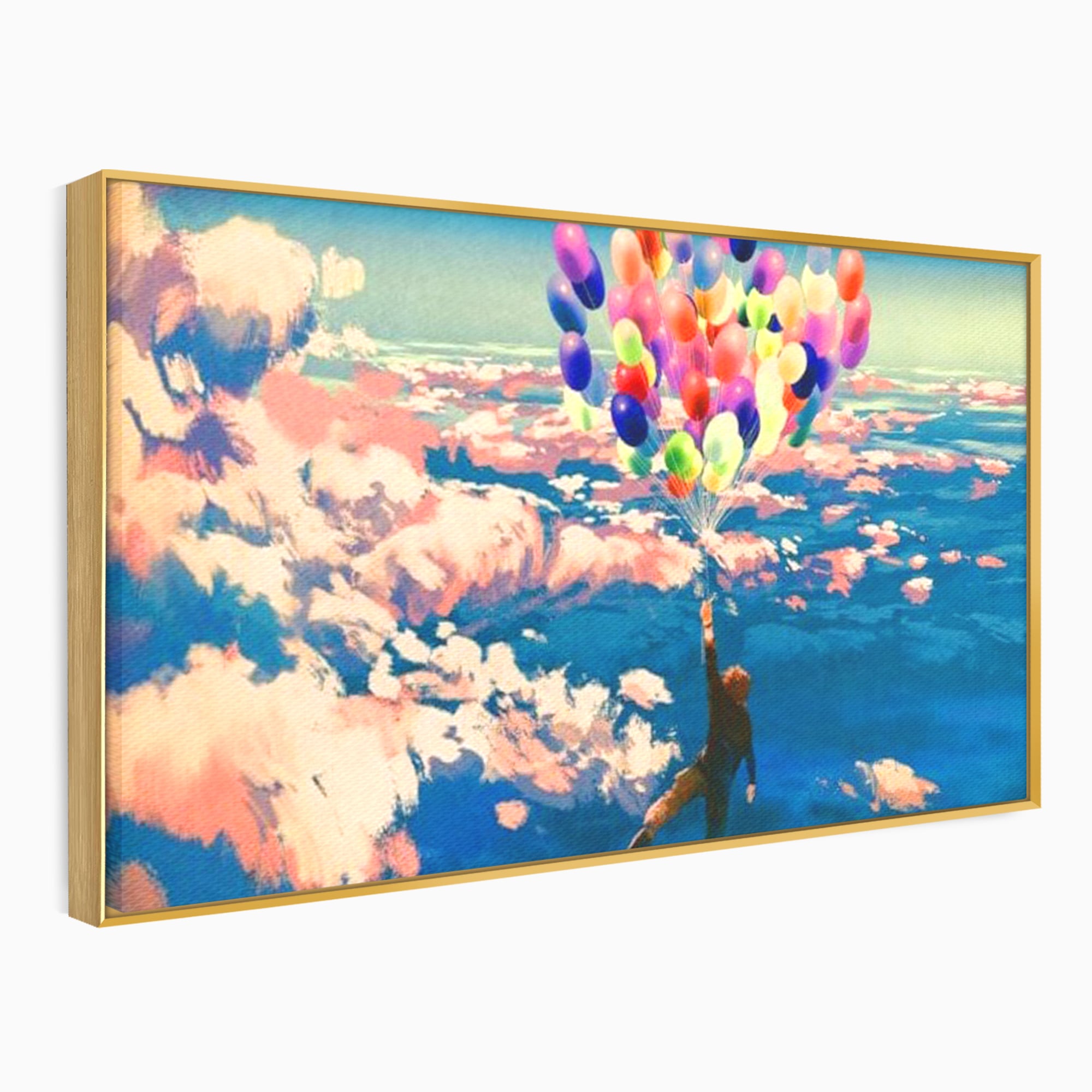 Tablou Canvas Premium, LuxCanva® K1021, Purtat de Curcubeu, Zbor, Nori, Inaltare, Culori, Baloane, Zburatoare, Magic, Fericire, Curaj, Aventura, Dorinte, Armonie, Fericire, Camera Copii