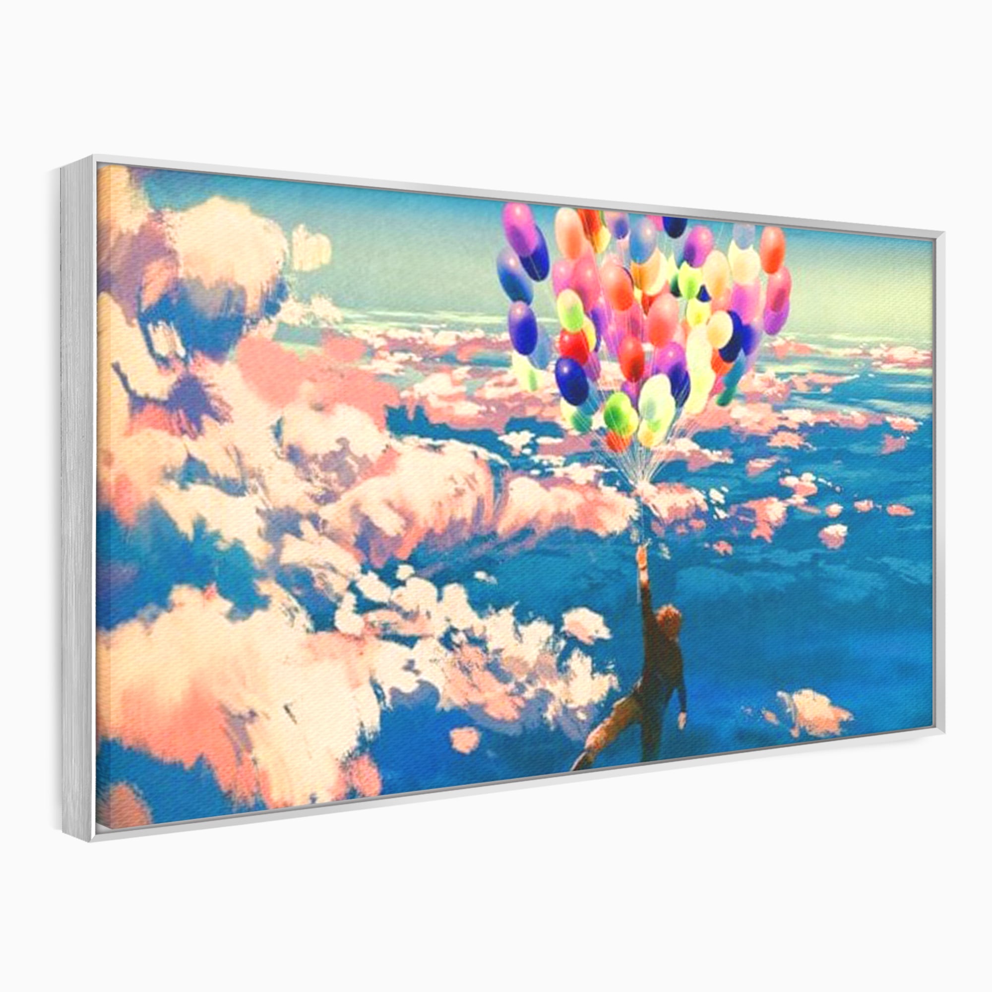 Tablou Canvas Premium, LuxCanva® K1021, Purtat de Curcubeu, Zbor, Nori, Inaltare, Culori, Baloane, Zburatoare, Magic, Fericire, Curaj, Aventura, Dorinte, Armonie, Fericire, Camera Copii