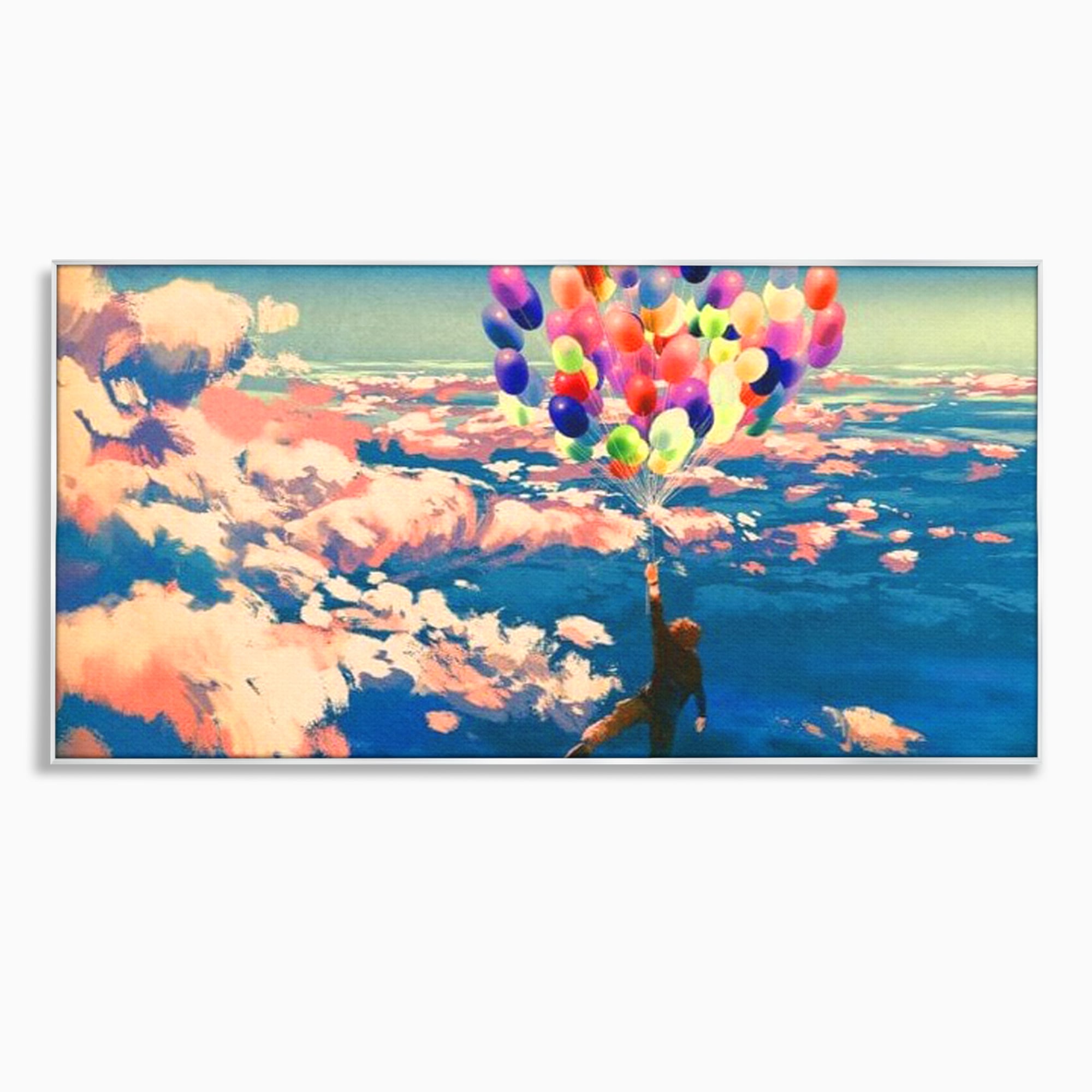 Tablou Canvas Premium, LuxCanva® K1021, Purtat de Curcubeu, Zbor, Nori, Inaltare, Culori, Baloane, Zburatoare, Magic, Fericire, Curaj, Aventura, Dorinte, Armonie, Fericire, Camera Copii