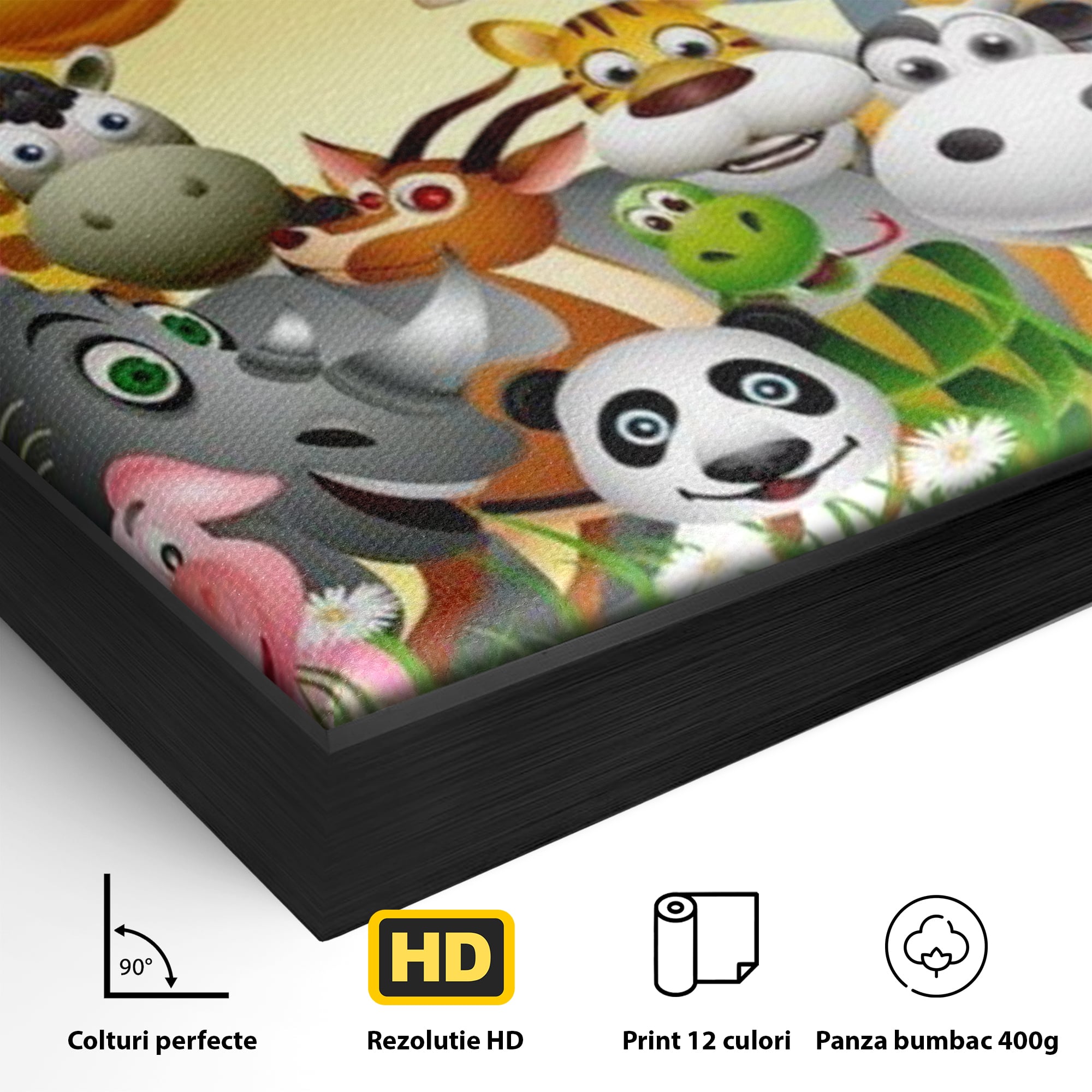 Leinwandbilder Premium, LuxCanva® K1022, Fröhliche Dschungelfreunde, Tiere, Cartoons, Dschungel, Dschungel, Ausmalen, Bunt, Fröhlich, Kindergarten, Bildung, Natur, Cresa, Giraffe, Löwe, Kinderzimmer