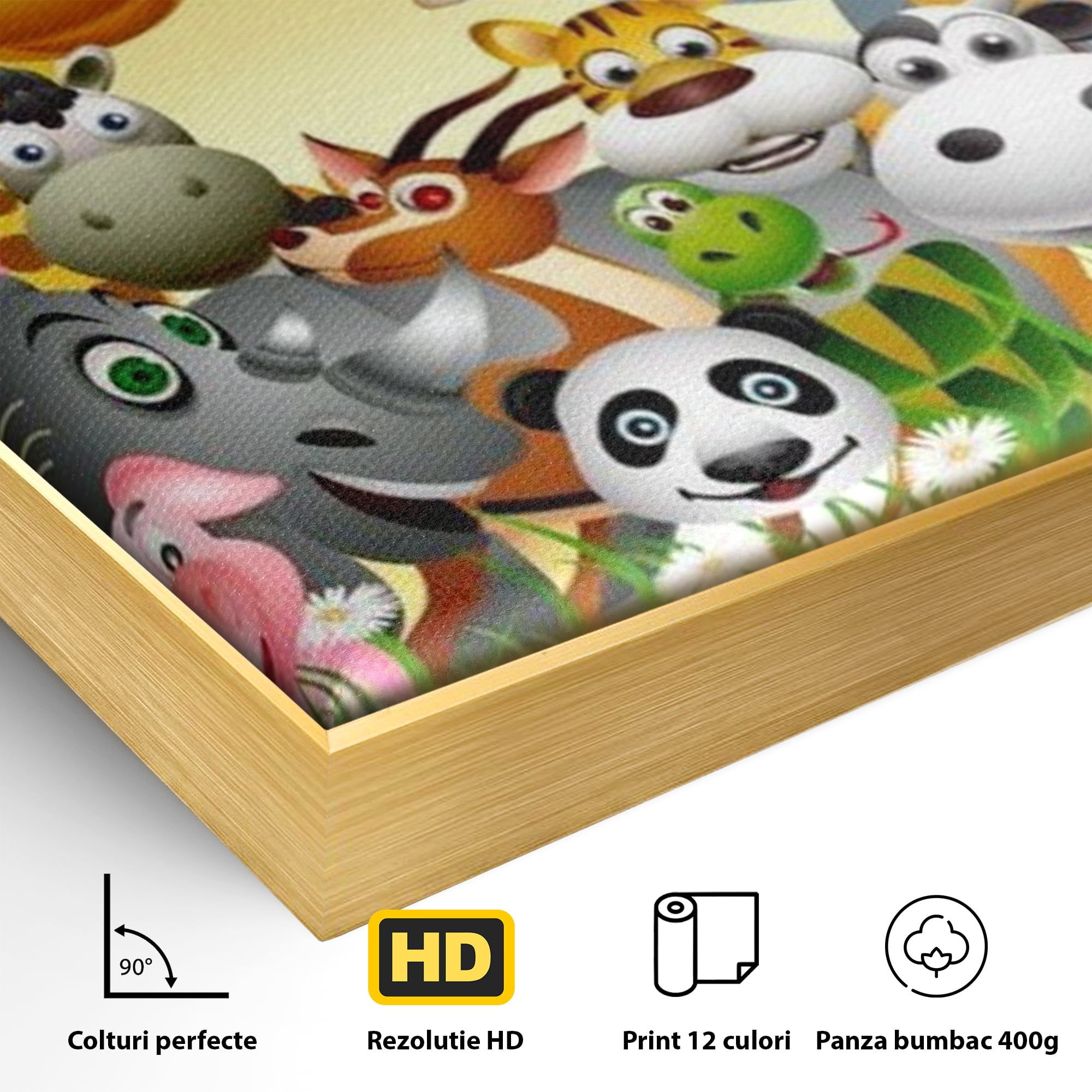 Leinwandbilder Premium, LuxCanva® K1022, Fröhliche Dschungelfreunde, Tiere, Cartoons, Dschungel, Dschungel, Ausmalen, Bunt, Fröhlich, Kindergarten, Bildung, Natur, Cresa, Giraffe, Löwe, Kinderzimmer