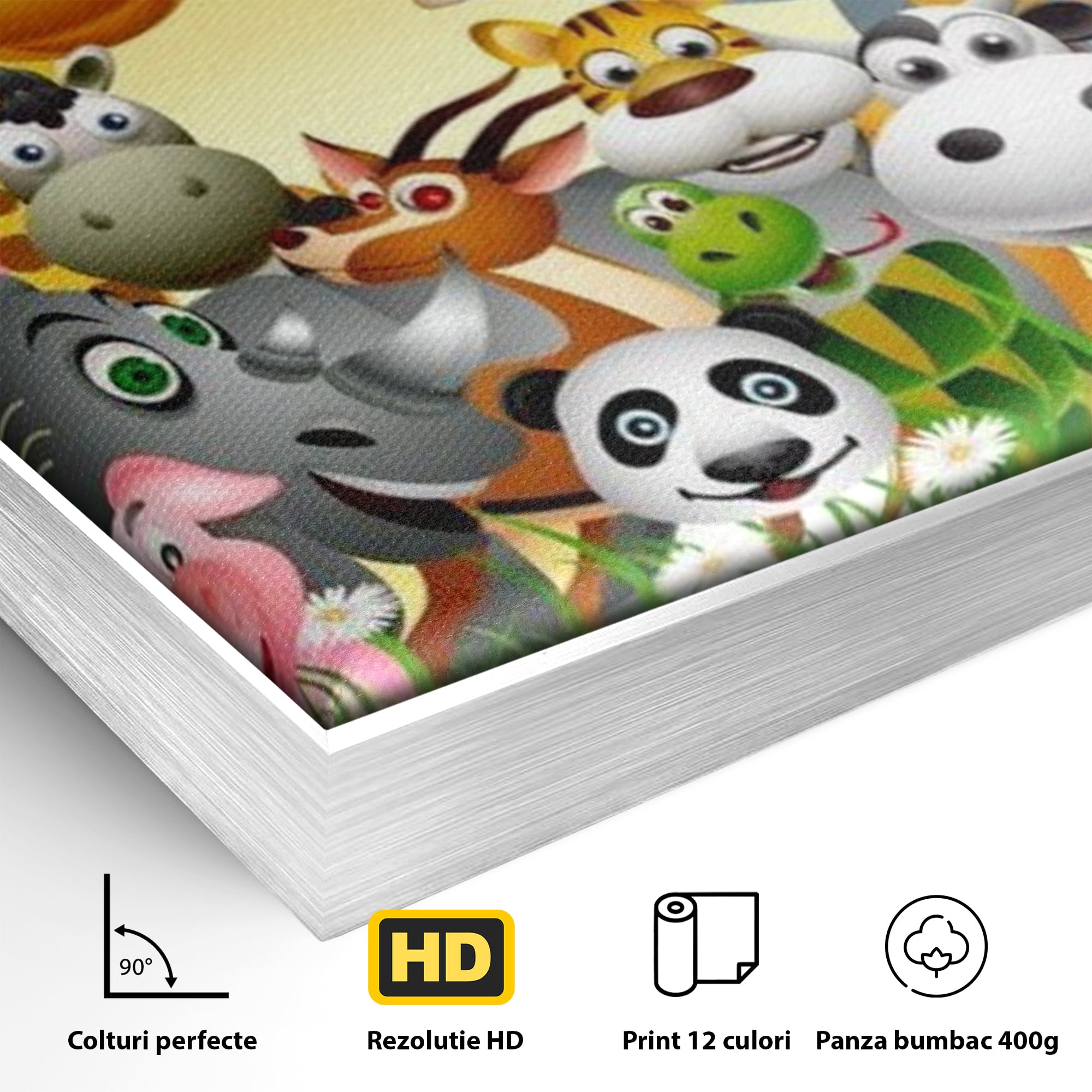Leinwandbilder Premium, LuxCanva® K1022, Fröhliche Dschungelfreunde, Tiere, Cartoons, Dschungel, Dschungel, Ausmalen, Bunt, Fröhlich, Kindergarten, Bildung, Natur, Cresa, Giraffe, Löwe, Kinderzimmer