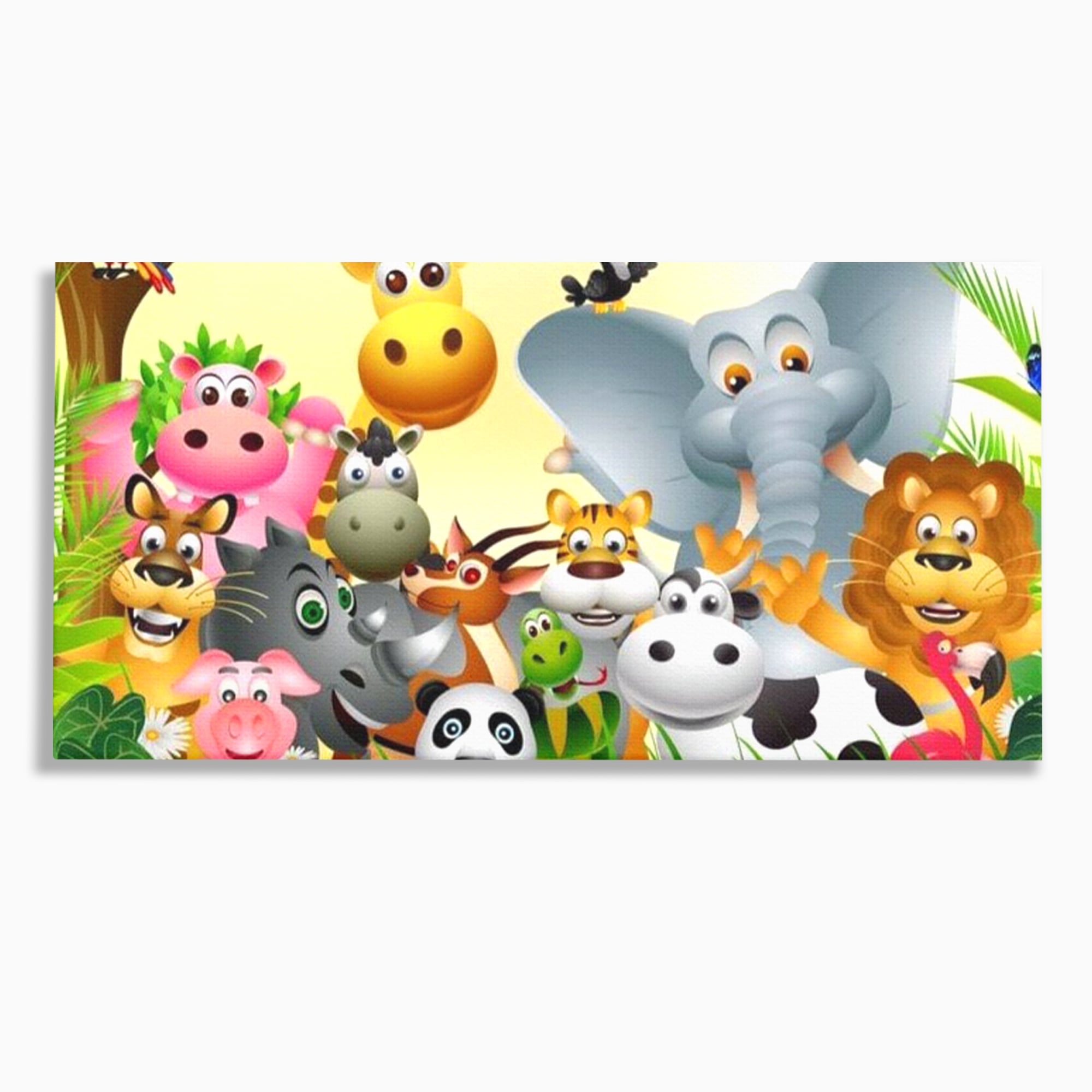 Leinwandbilder Premium, LuxCanva® K1022, Fröhliche Dschungelfreunde, Tiere, Cartoons, Dschungel, Dschungel, Ausmalen, Bunt, Fröhlich, Kindergarten, Bildung, Natur, Cresa, Giraffe, Löwe, Kinderzimmer