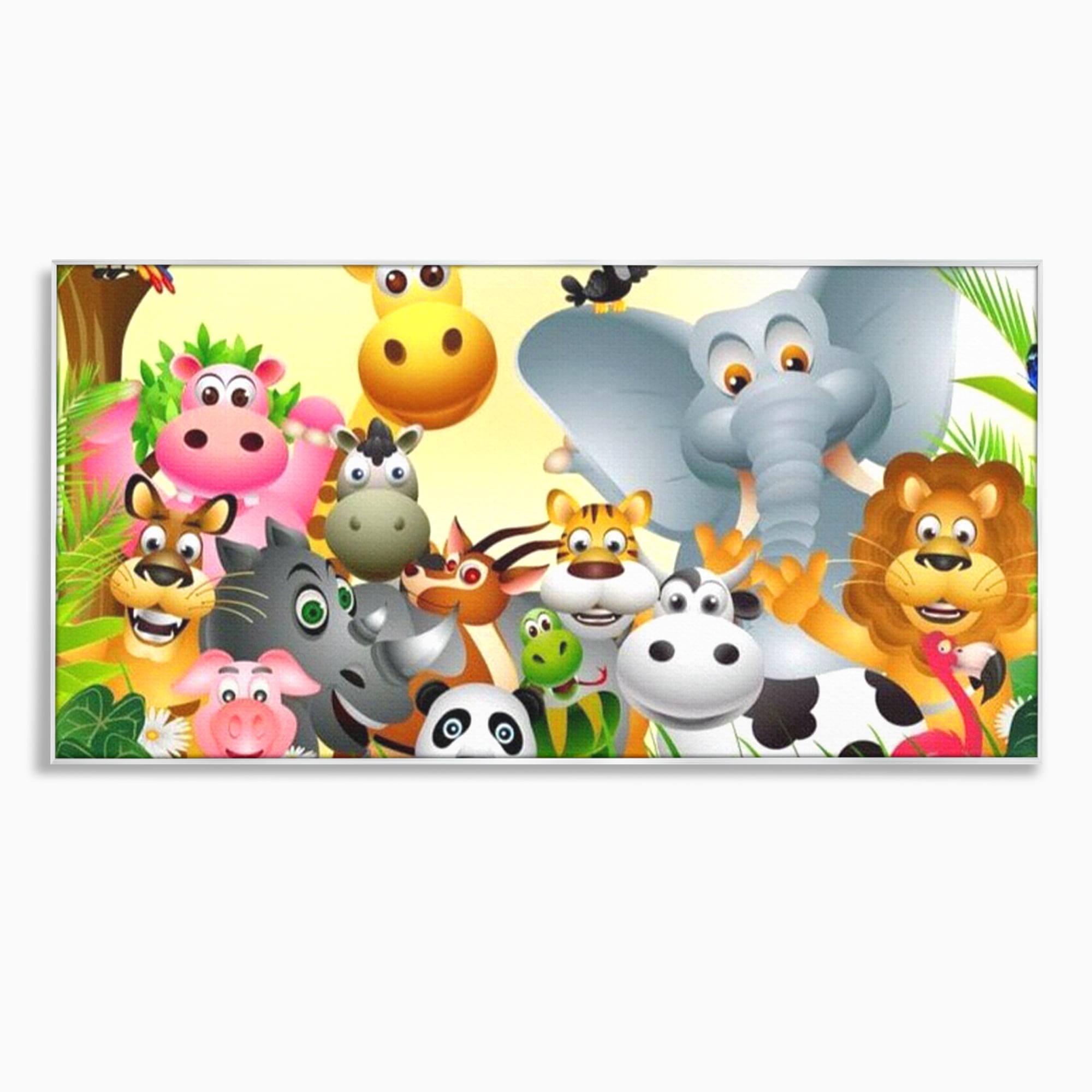 Leinwandbilder Premium, LuxCanva® K1022, Fröhliche Dschungelfreunde, Tiere, Cartoons, Dschungel, Dschungel, Ausmalen, Bunt, Fröhlich, Kindergarten, Bildung, Natur, Cresa, Giraffe, Löwe, Kinderzimmer