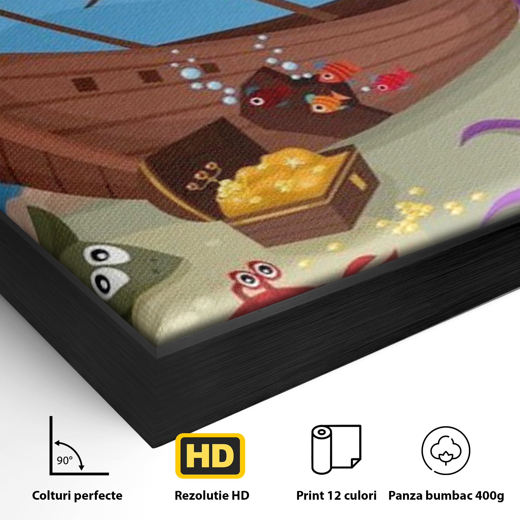 Tablou Canvas Premium, LuxCanva® K1023, Prietenii Marii, Comoara, Adancuri, Aventuri, Mare, Epava, Gradinita, Fermecata, Oceanic, Cresa, Corabie, Pesti, Crabi, Caracatita, Camera Copii