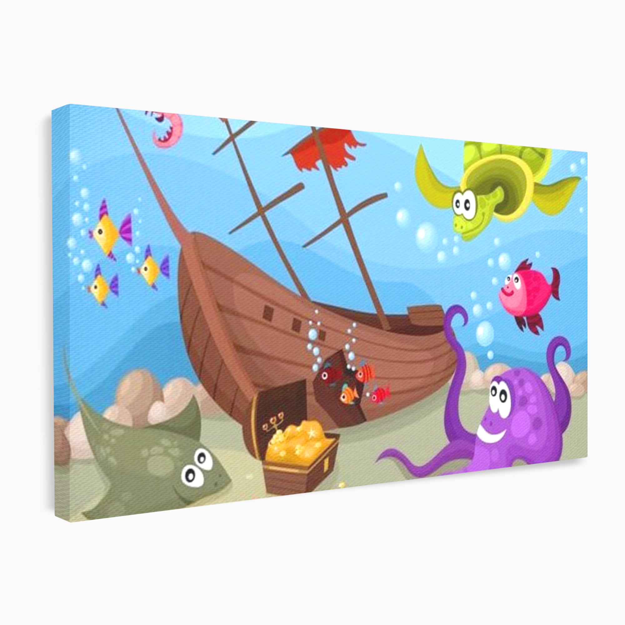 Tablou Canvas Premium, LuxCanva® K1023, Prietenii Marii, Comoara, Adancuri, Aventuri, Mare, Epava, Gradinita, Fermecata, Oceanic, Cresa, Corabie, Pesti, Crabi, Caracatita, Camera Copii