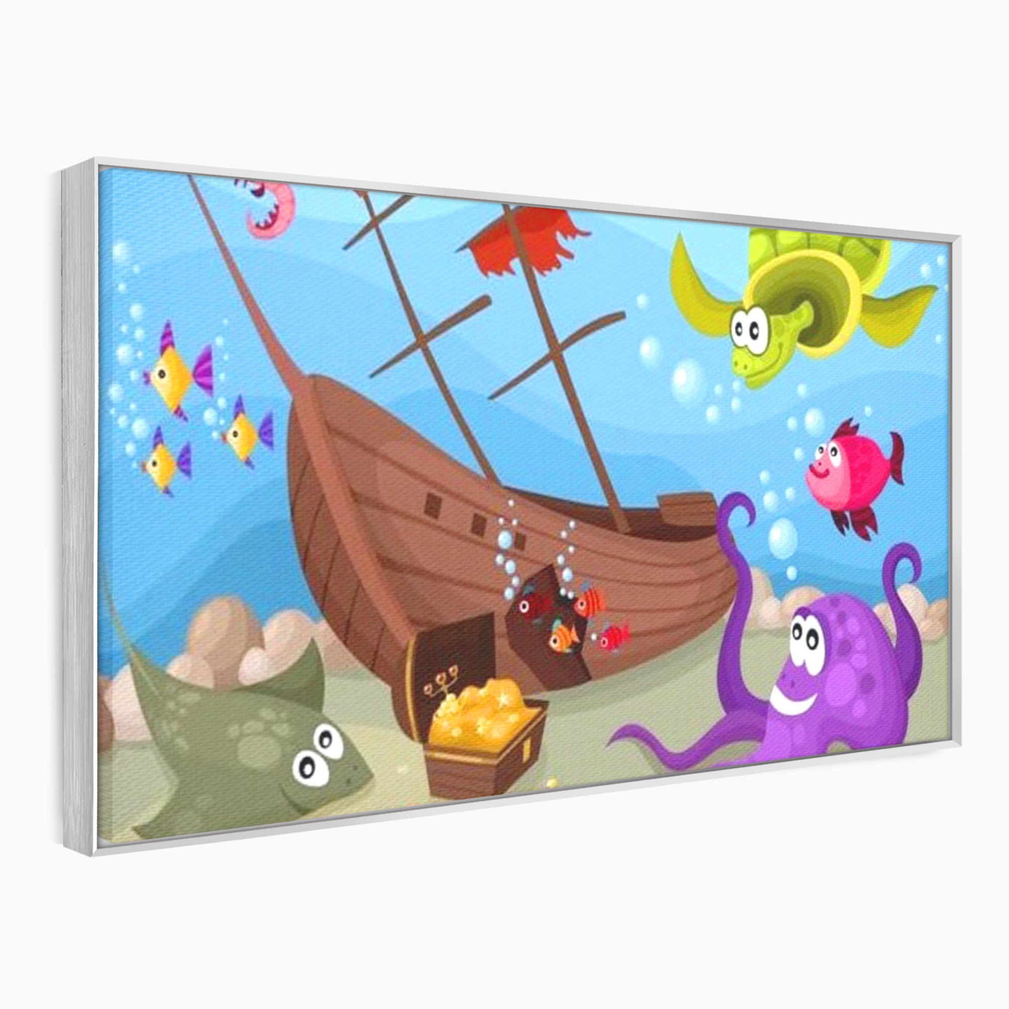 Tablou Canvas Premium, LuxCanva® K1023, Prietenii Marii, Comoara, Adancuri, Aventuri, Mare, Epava, Gradinita, Fermecata, Oceanic, Cresa, Corabie, Pesti, Crabi, Caracatita, Camera Copii