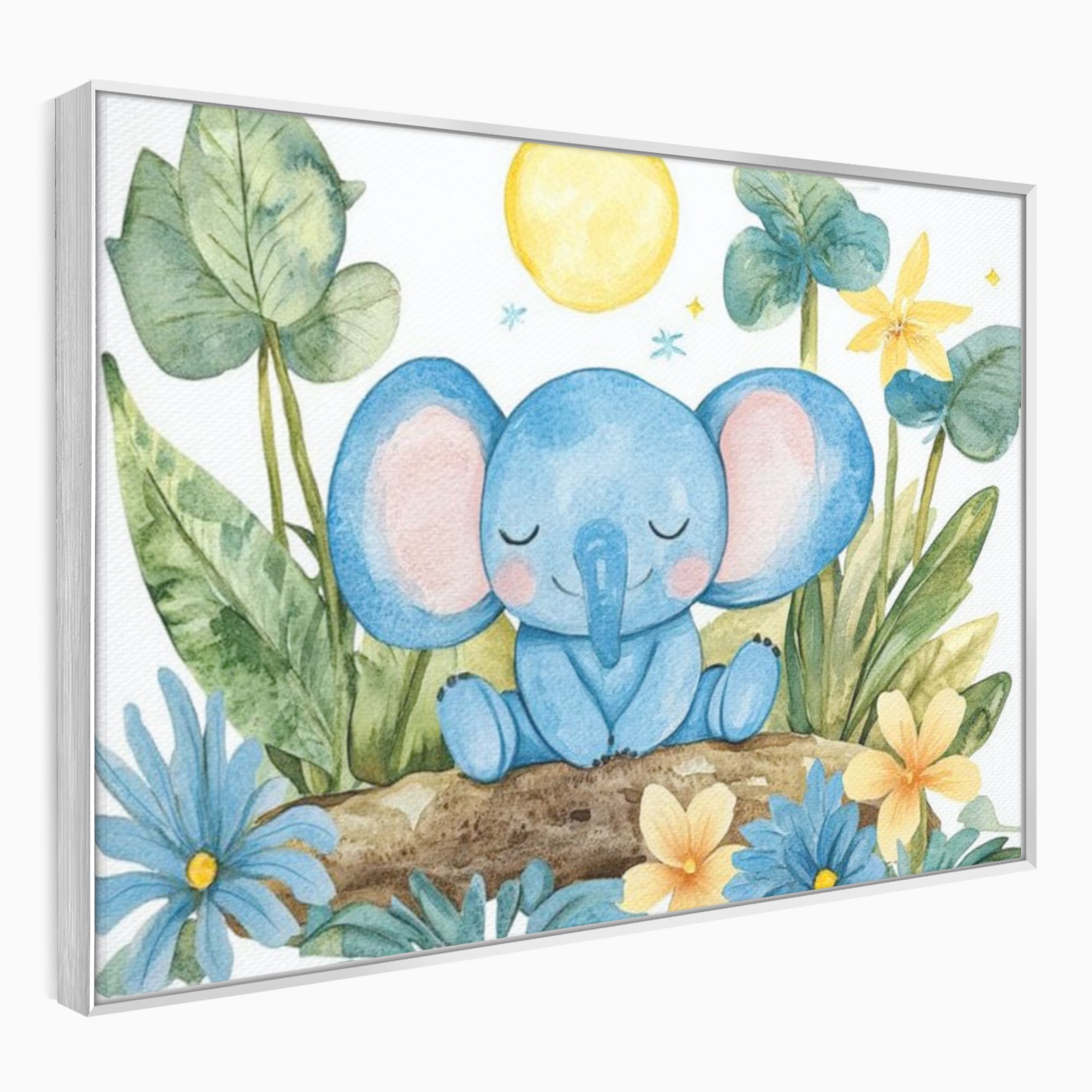 Tablou Canvas Premium, LuxCanva® K1024, Elefantelul Adormit, Somn, Vis, Pui, Gradina, Fermecata, Liniste, Soare, Bebelus, Cresa, Gradinita, Albastru, Safari, Jungla, Camera Copii