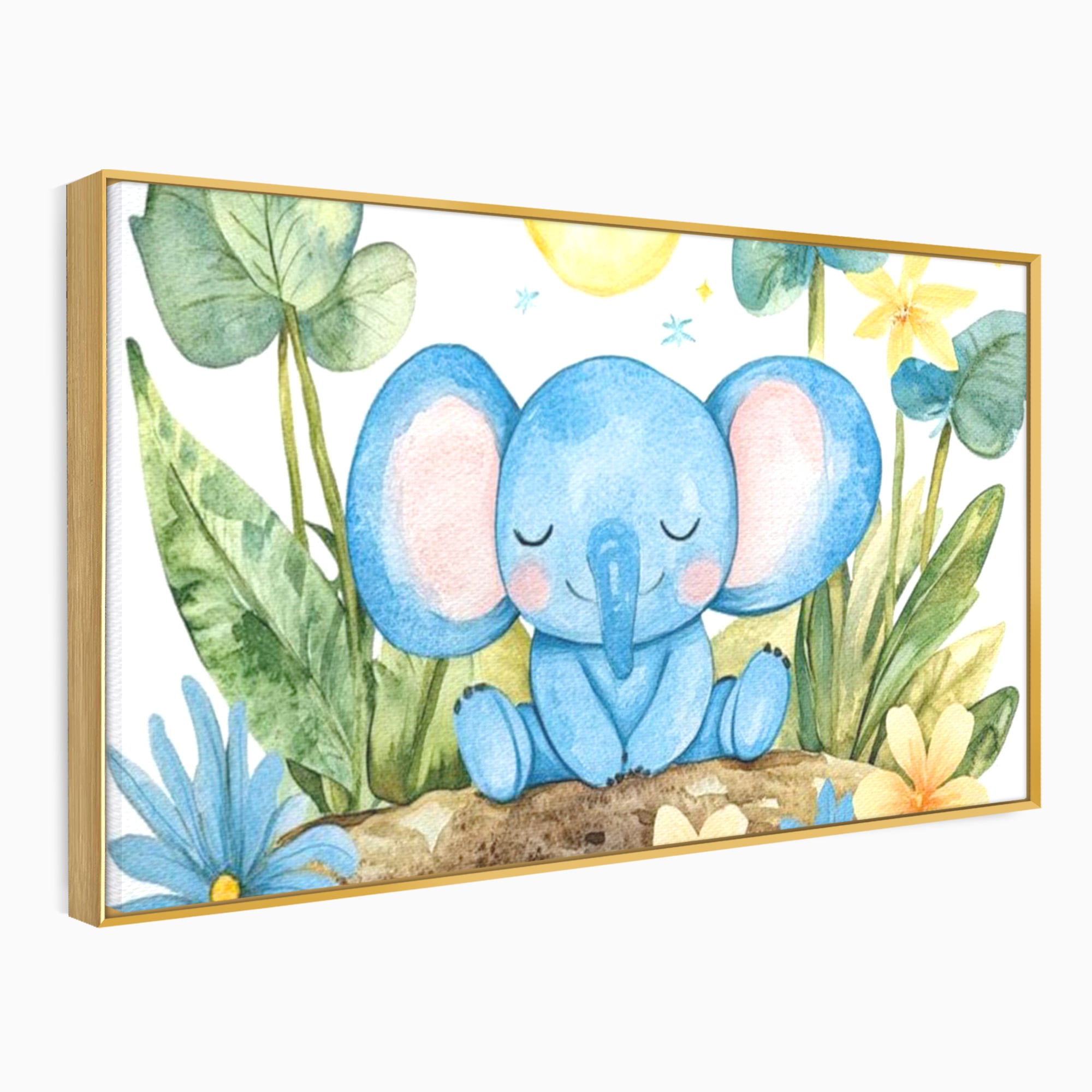 Tablou Canvas Premium, LuxCanva® K1024, Elefantelul Adormit, Somn, Vis, Pui, Gradina, Fermecata, Liniste, Soare, Bebelus, Cresa, Gradinita, Albastru, Safari, Jungla, Camera Copii