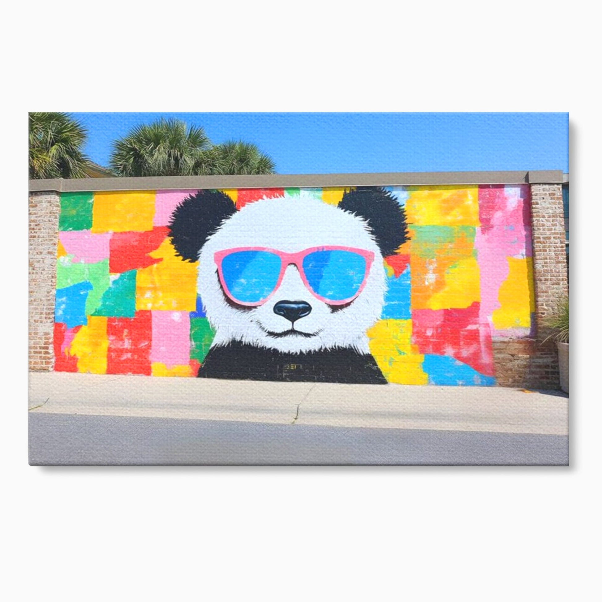 Tablou Canvas Premium, LuxCanva® K1025, Un Panda Cool, Urban, Afis, Colorat, Pop Art, Graffiti, Atitudine, Relaxare, Funcky, Ochelari de Soare, Cool, Artistic, Gradinita, Camera Copii