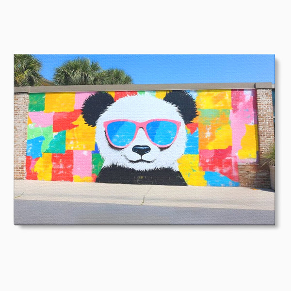 Tablou Canvas Premium, LuxCanva® K1025, Un Panda Cool, Urban, Afis, Colorat, Pop Art, Graffiti, Atitudine, Relaxare, Funcky, Ochelari de Soare, Cool, Artistic, Gradinita, Camera Copii